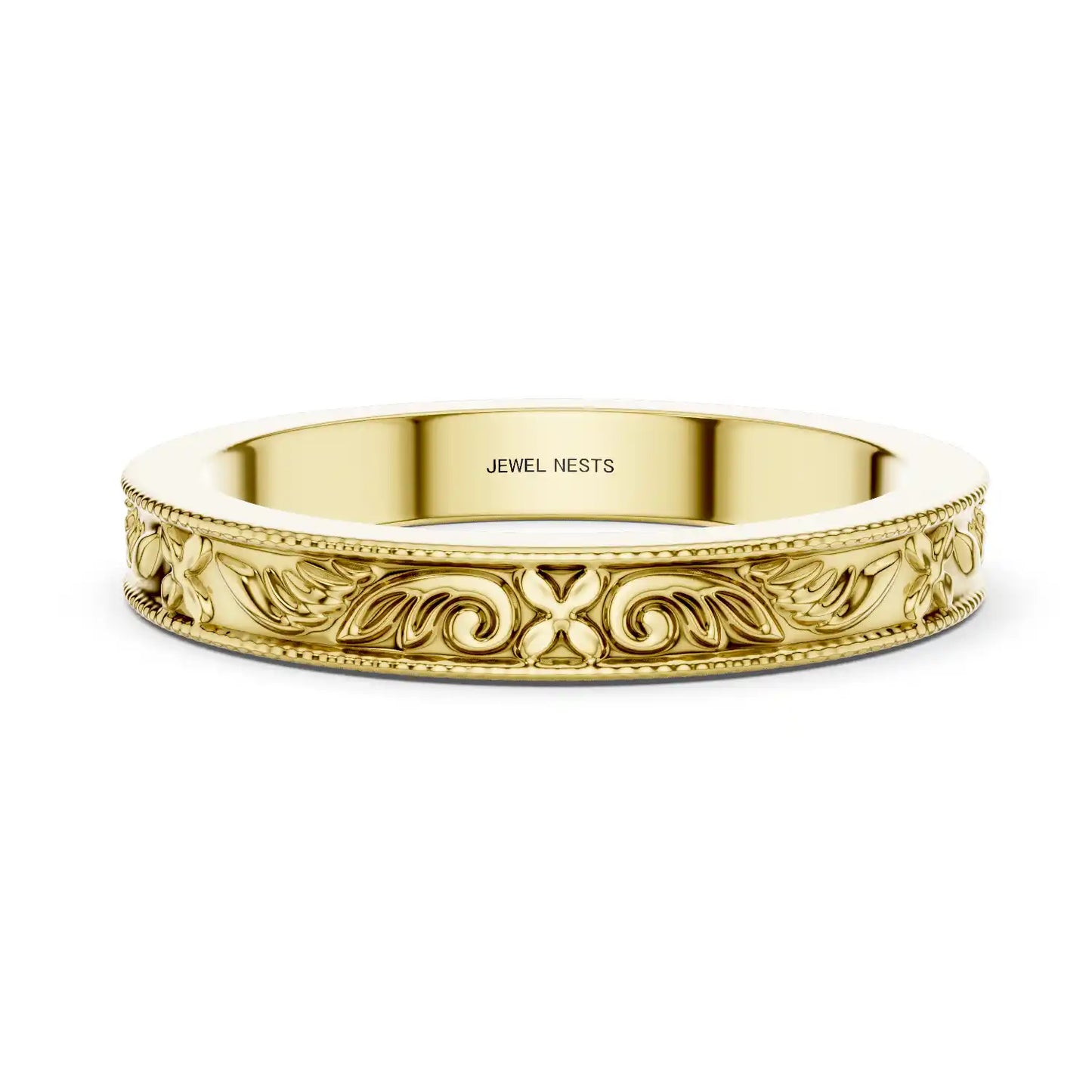 Floral Engraved Wedding Band | Stellar