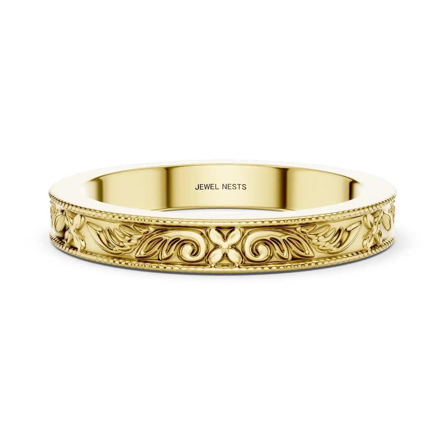 Floral Engraved Wedding Band | Stellar
