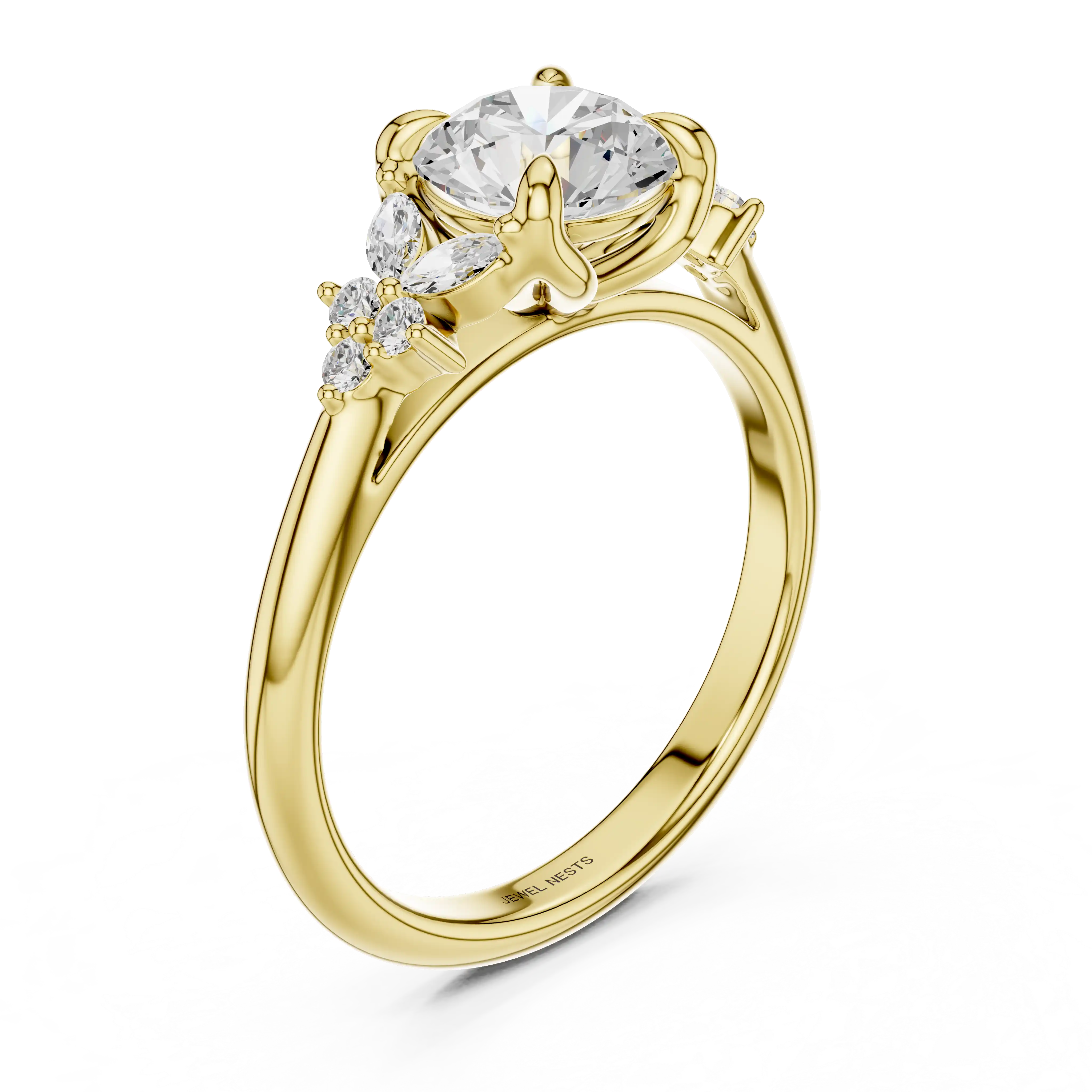 Nature Inspired Lab Diamond Engagement Ring | Gomati Waves