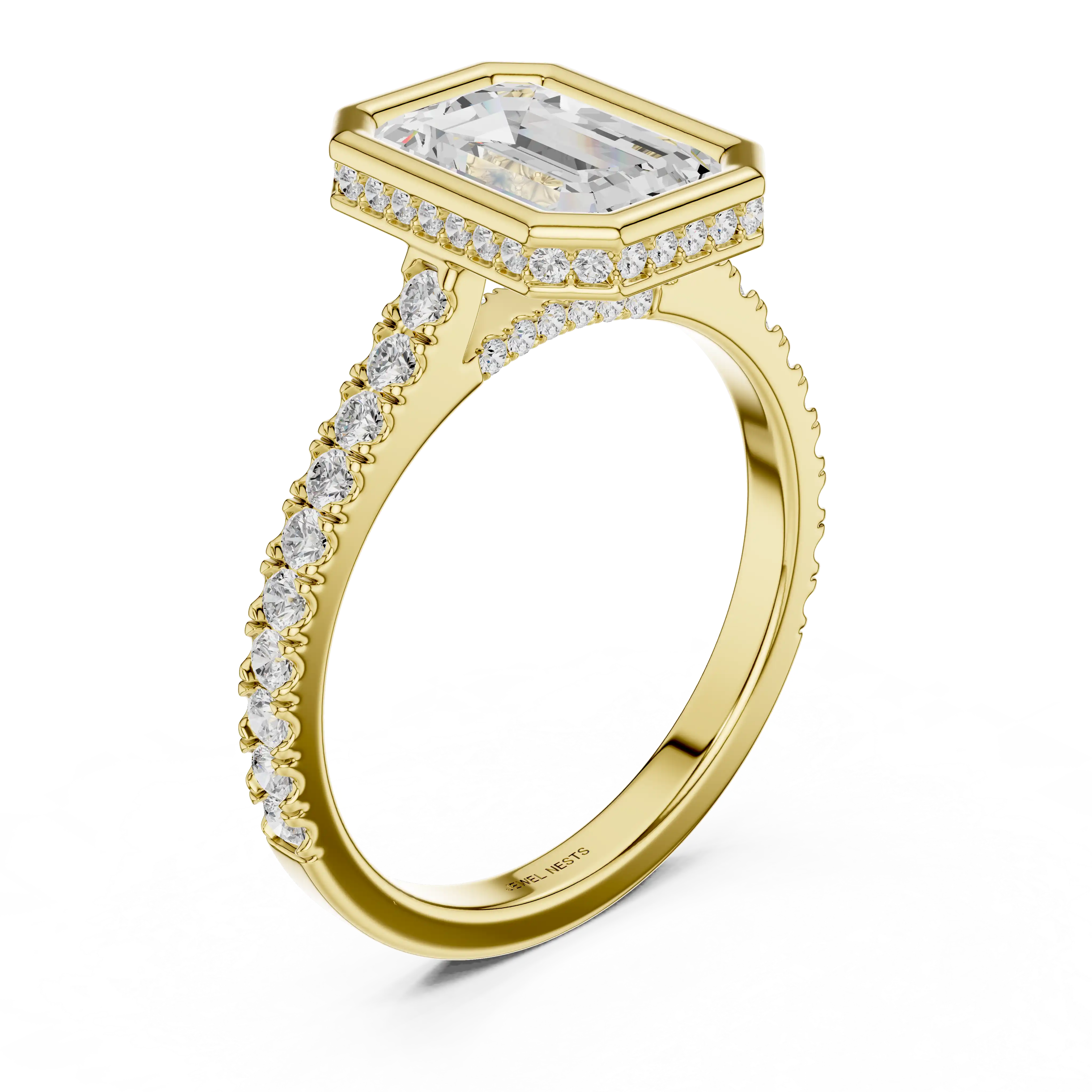 Bezel Set Emerald Cut Engagement Ring | Pulsar Spark