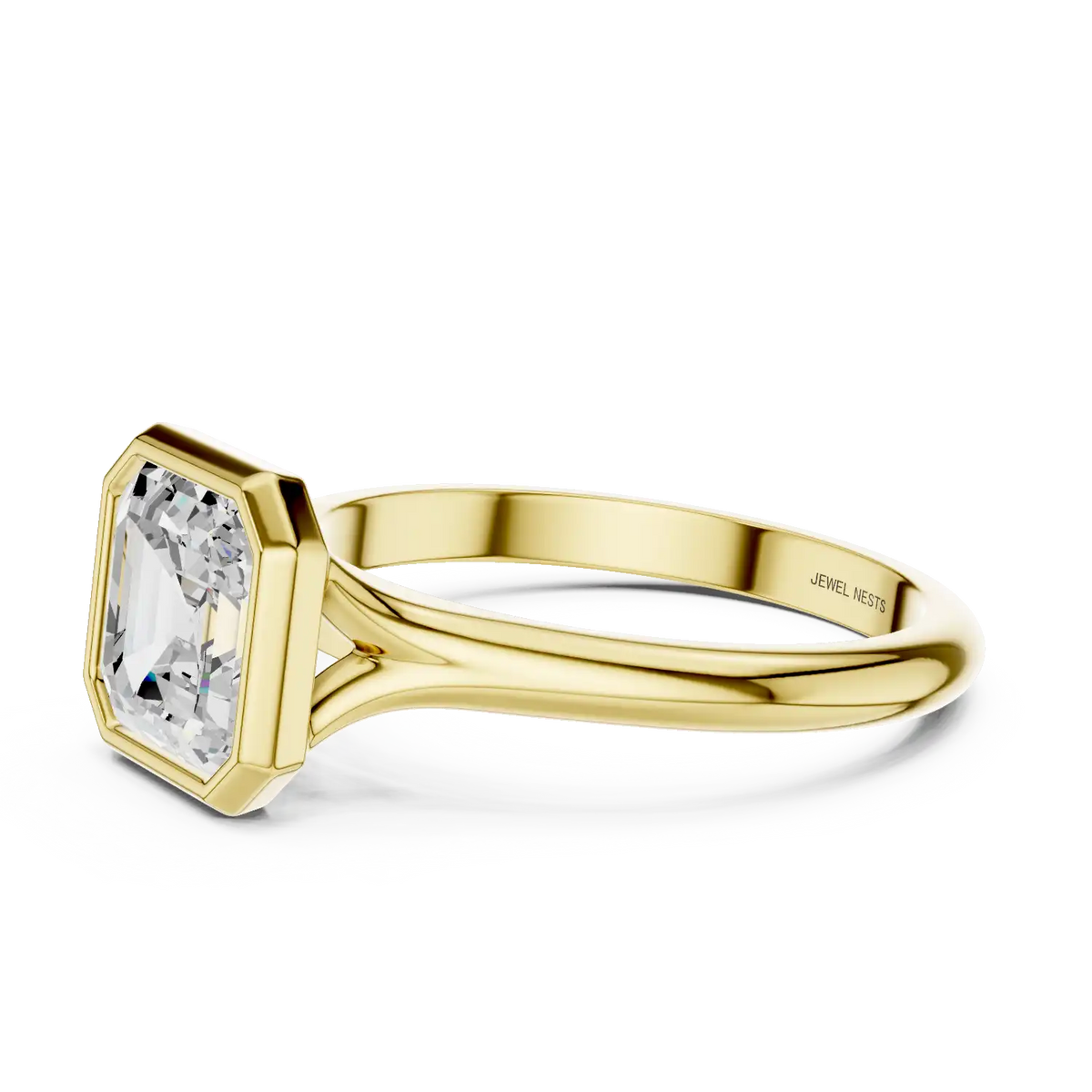 Bezel Asscher Cut Diamond Engagement Ring | Sierra Peak