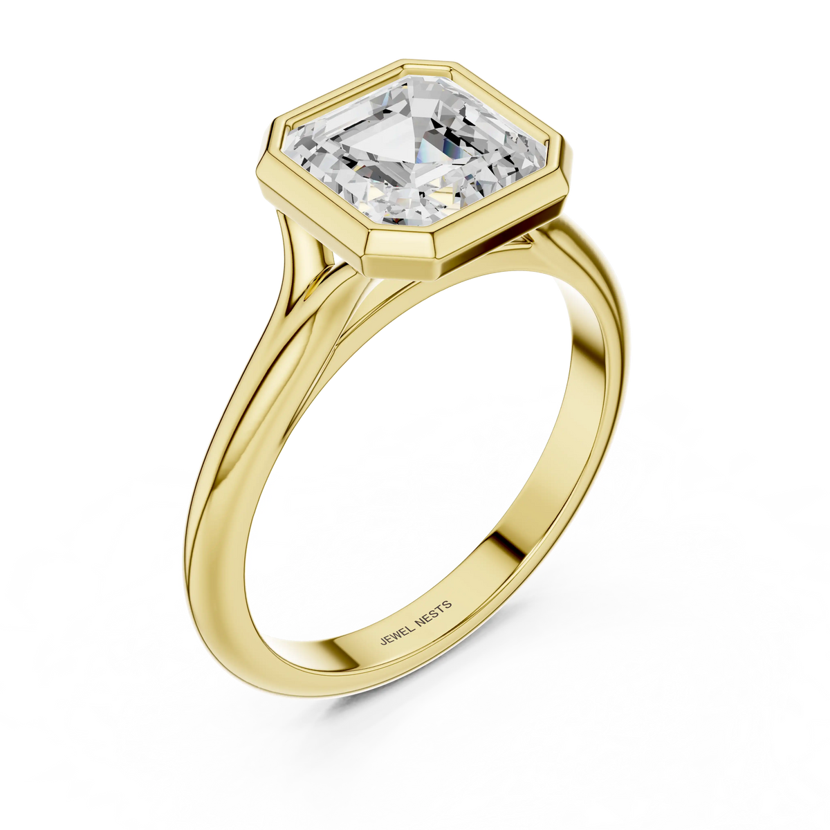 Bezel Asscher Cut Diamond Engagement Ring | Sierra Peak