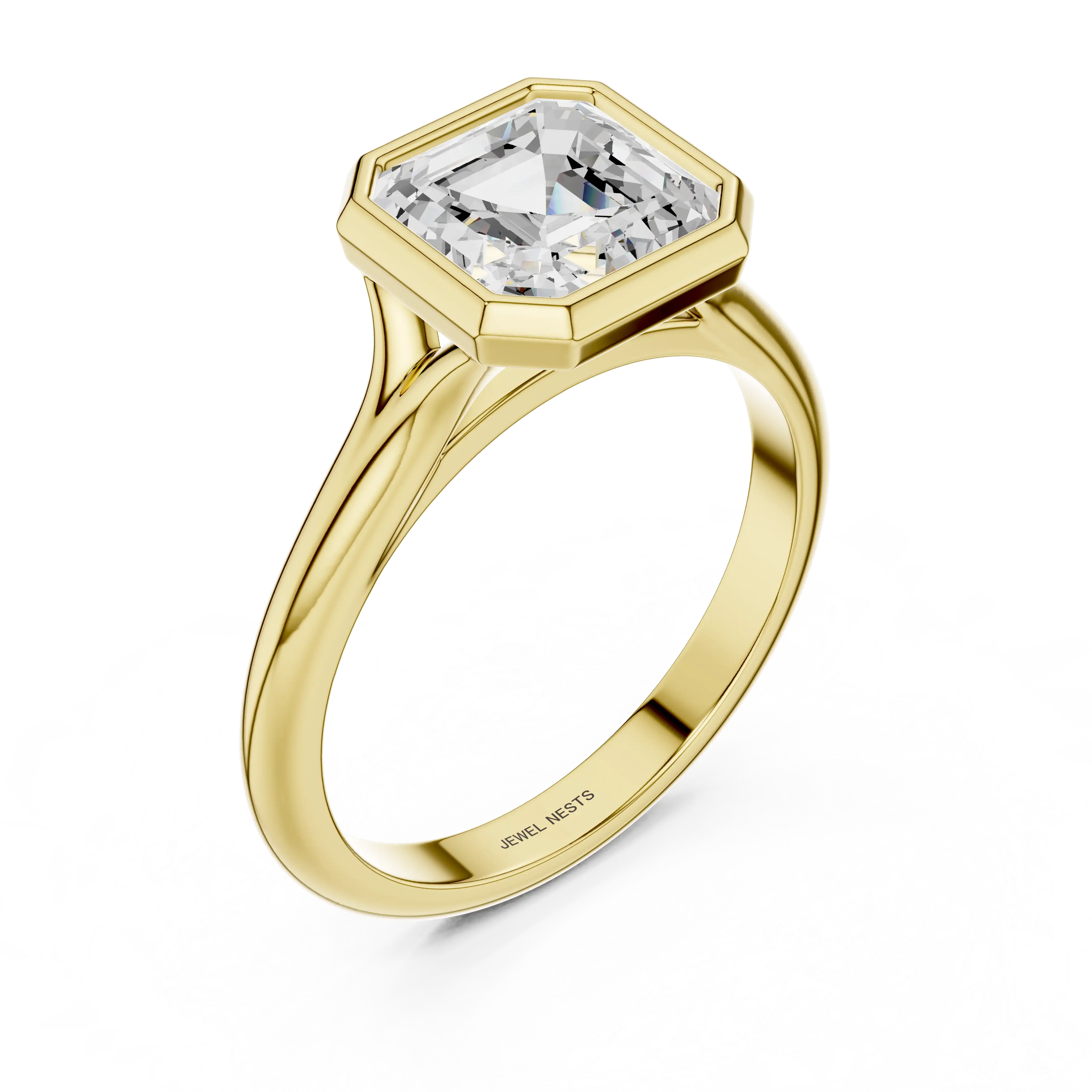 Bezel Asscher Cut Diamond Engagement Ring | Sierra Peak
