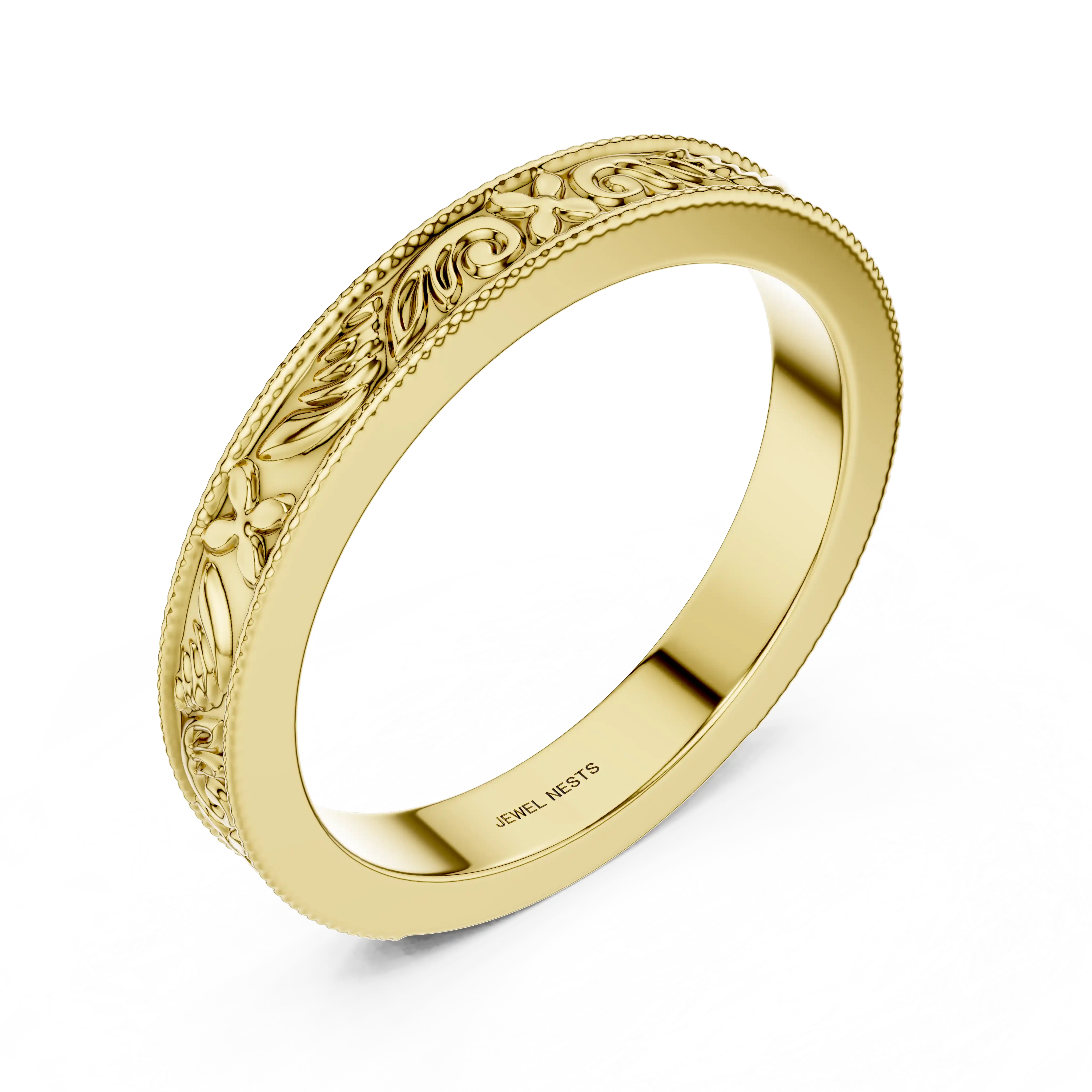 Floral Engraved Wedding Band | Stellar