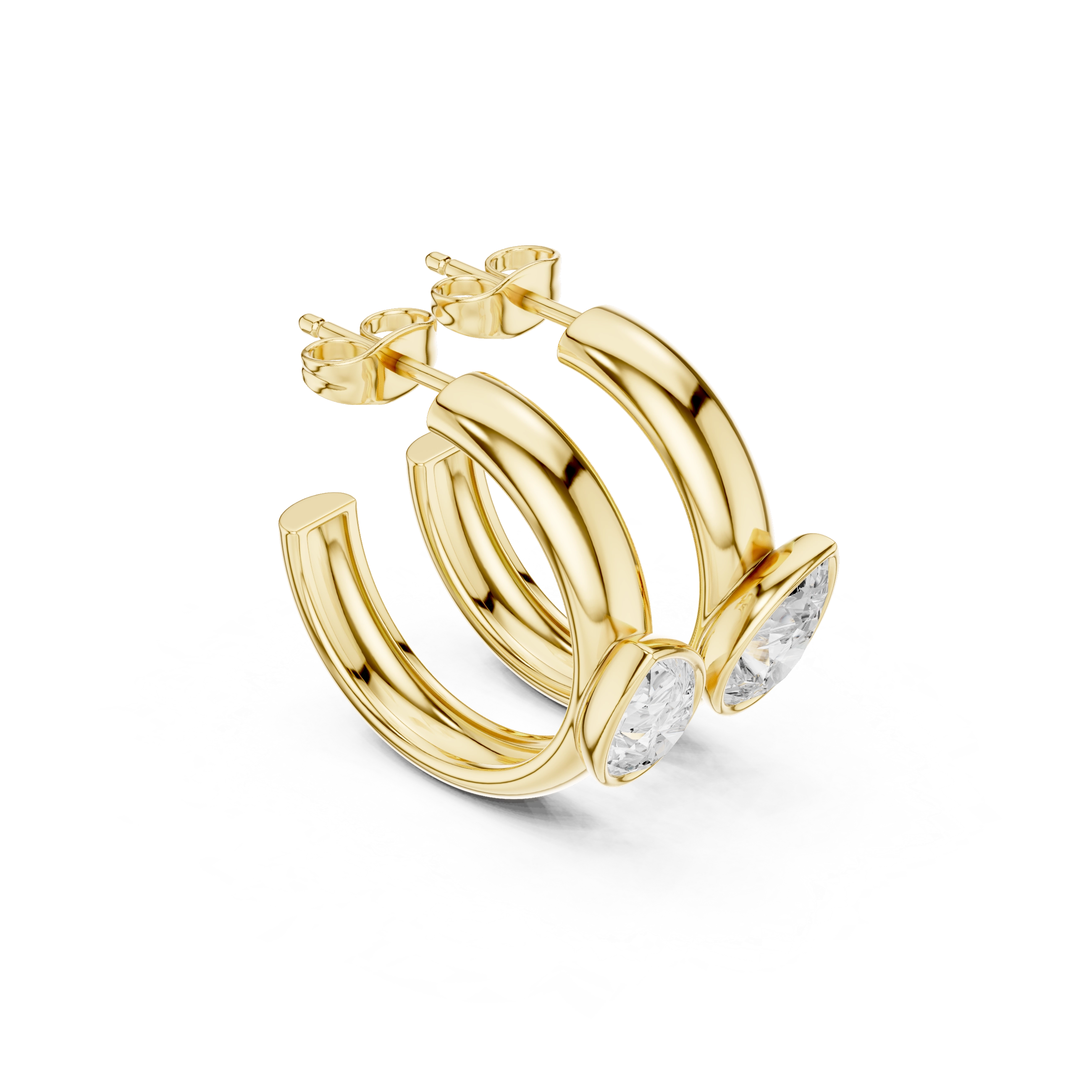 Lab Grown Diamond Earrings - Bezel Set Pear Cut | Demsia
