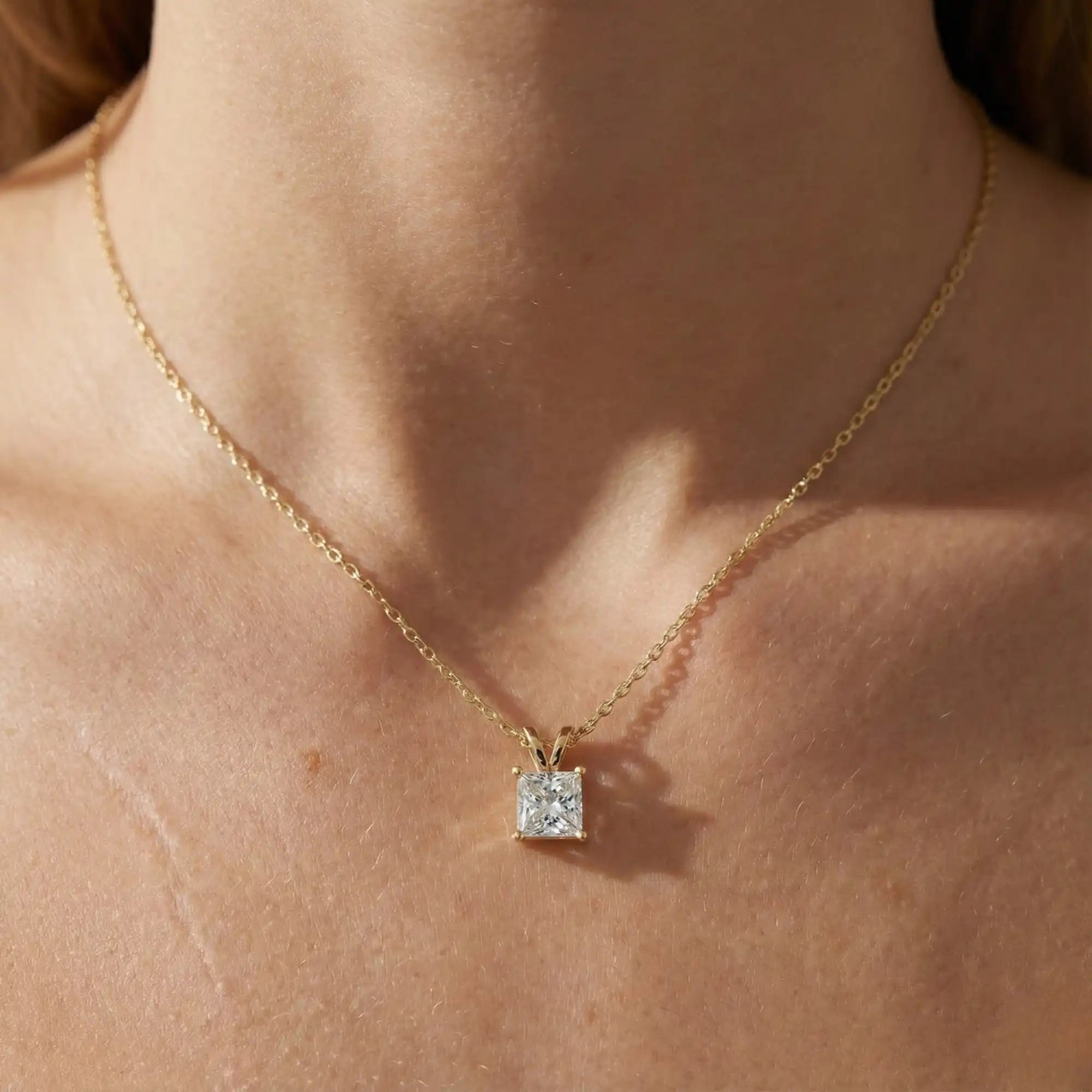 Princess Cut Lab Grown Diamond Solitaire Necklace | Nirva