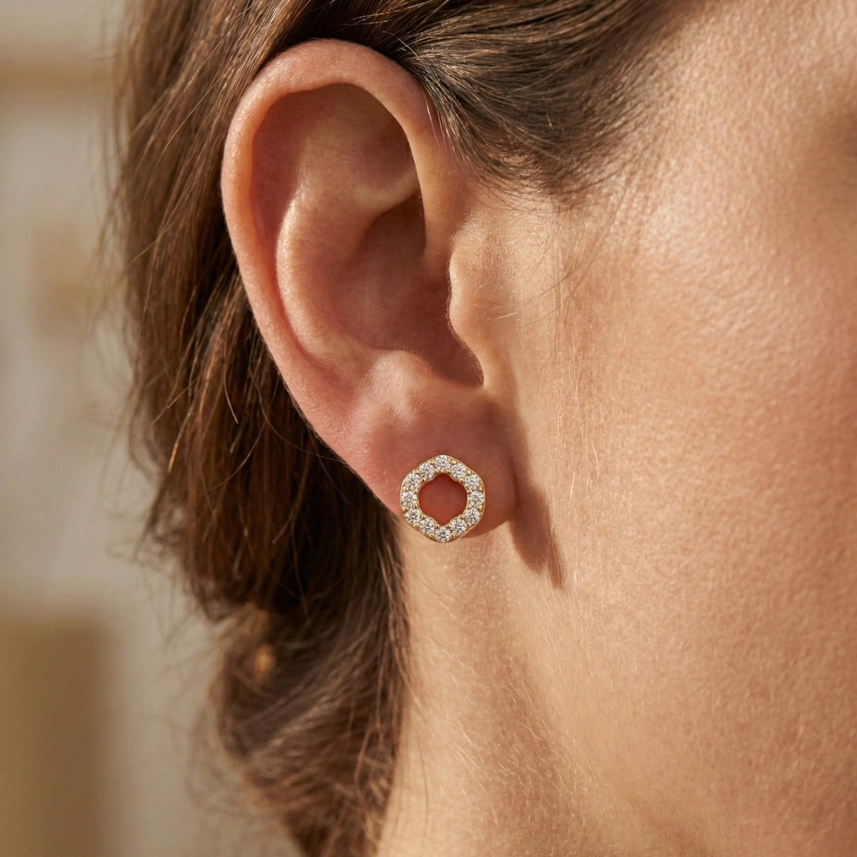 Lab Grown Diamond Earrings - Shimmering Circle Style | Mesfina