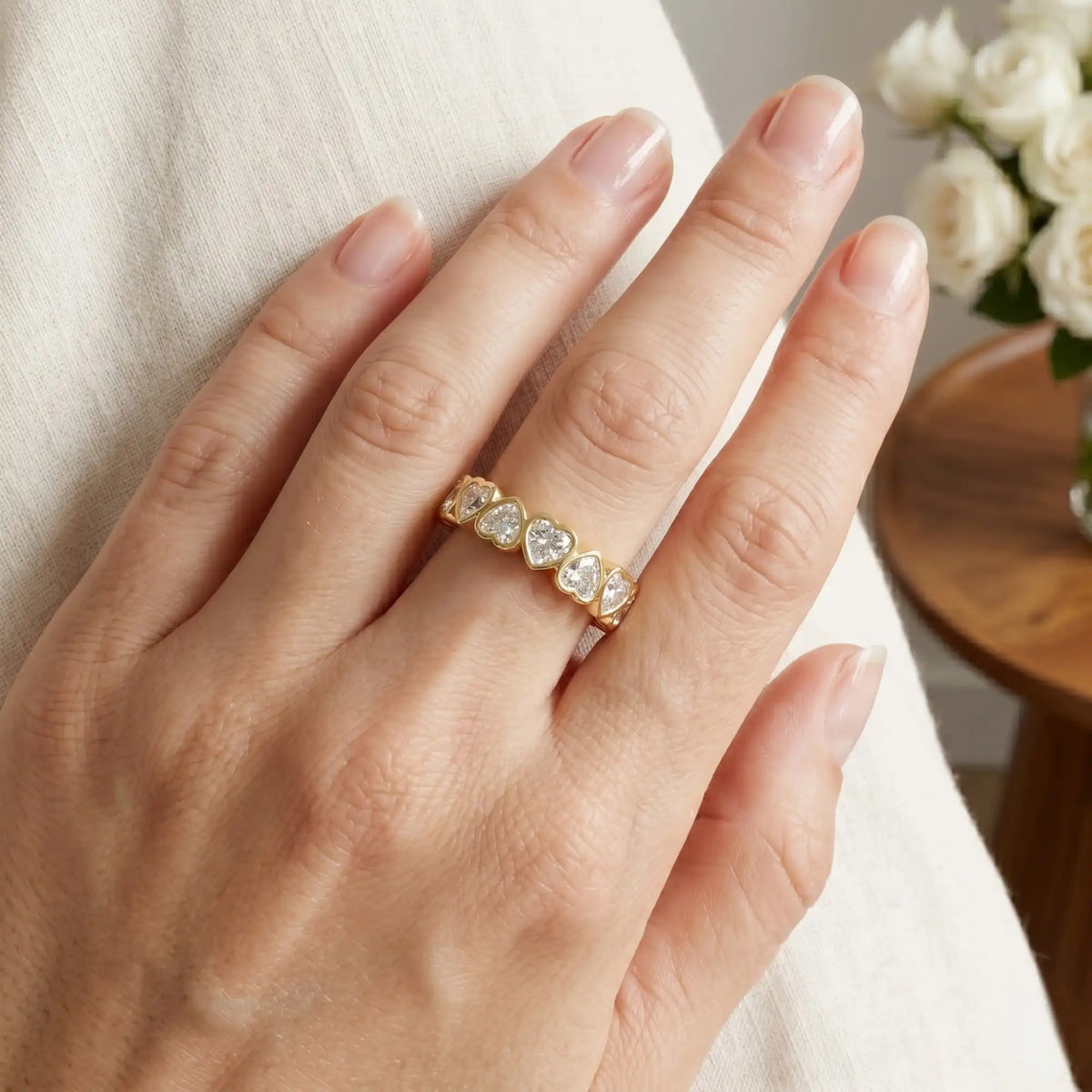 Heart Cut Bezel Set Lab Grown Diamond Eternity Ring  | Raphae