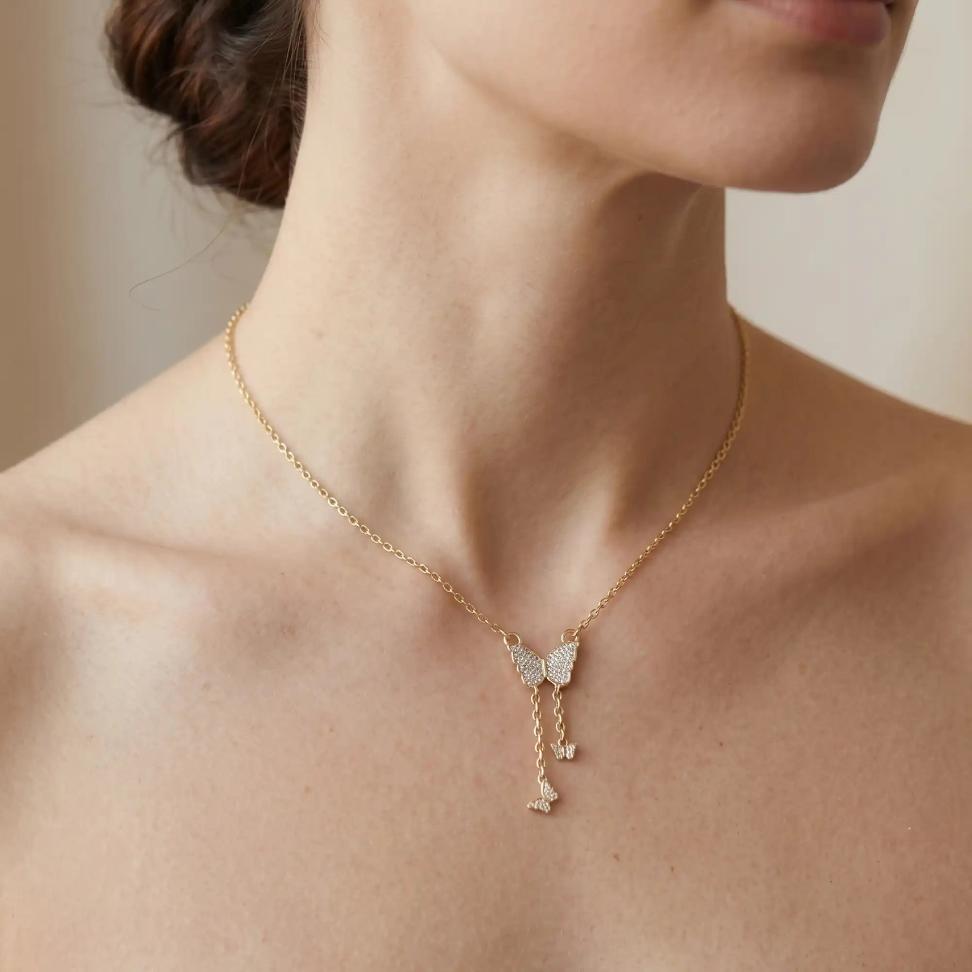 Triple Butterfly Lariat Diamond Necklace | Zelia