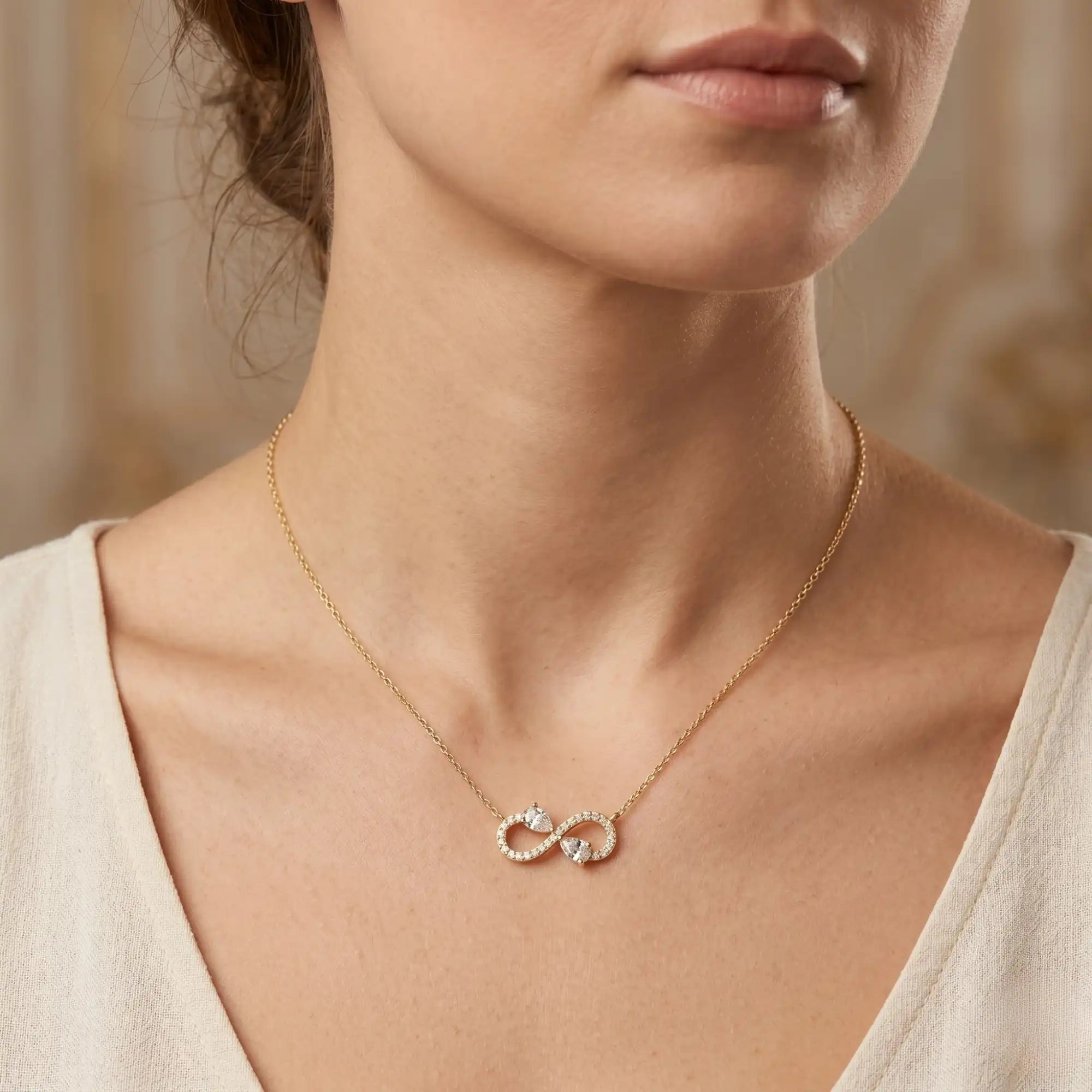 Pear & Round Diamond Infinity Necklace | Aeternum