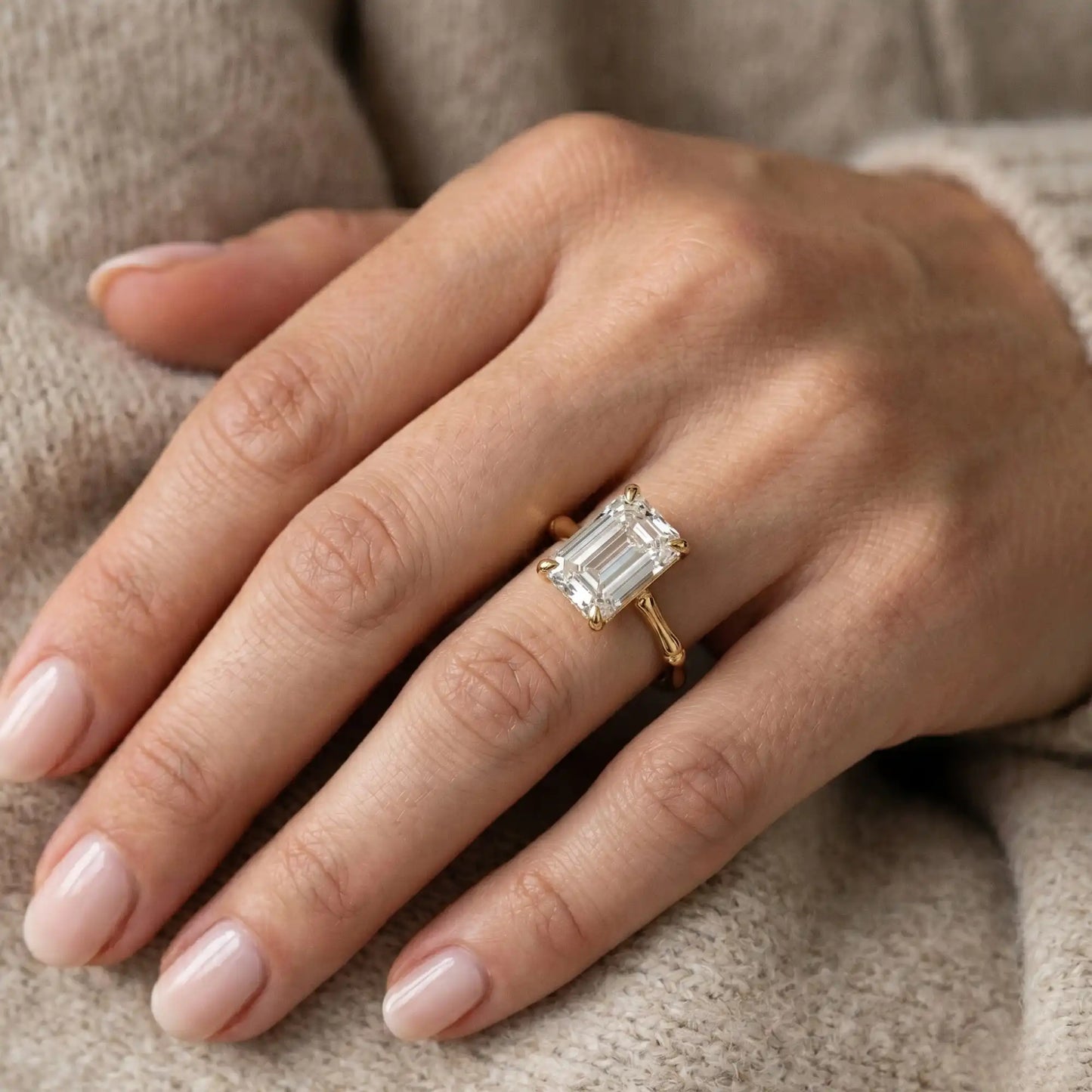 Bamboo Band Lab Grown Diamond Solitaire Engagement Ring | Urban Pearl
