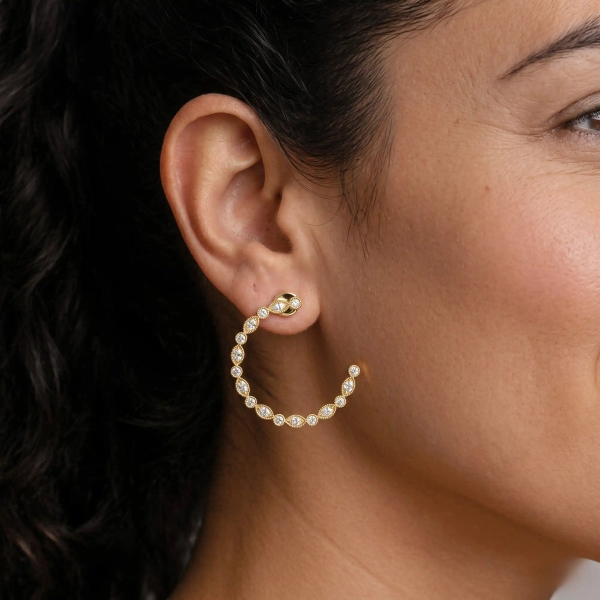 Lab Grown Diamond Earrings - Vintage Milgrain Style | Riftia