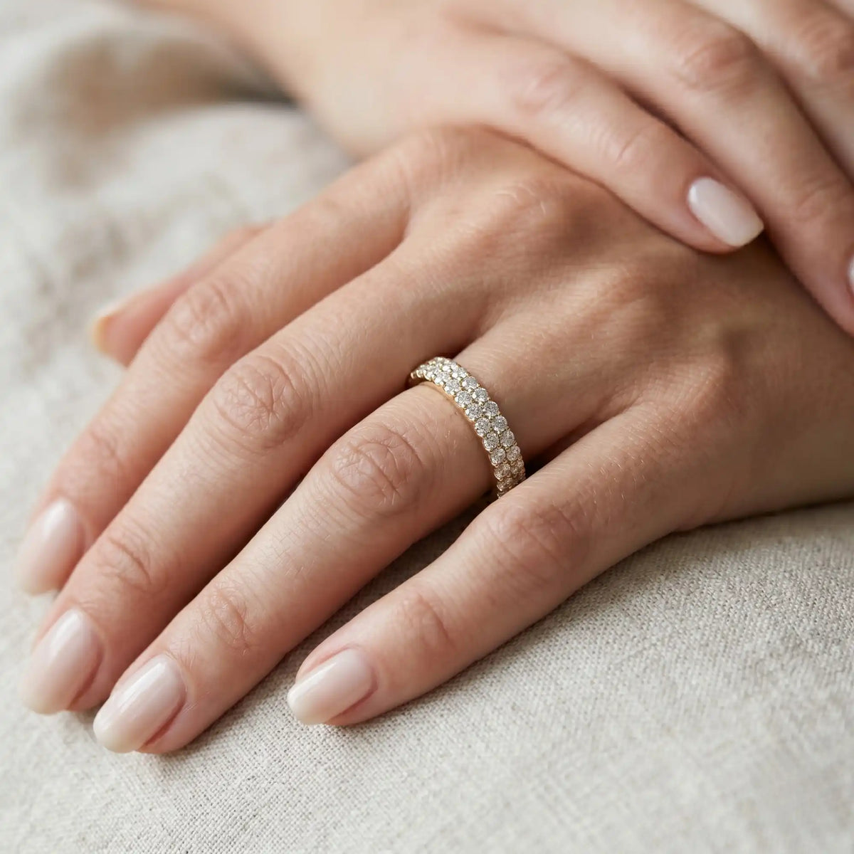 Round Brilliant Lab Grown Diamond Double-Row Eternity Ring | Zarael
