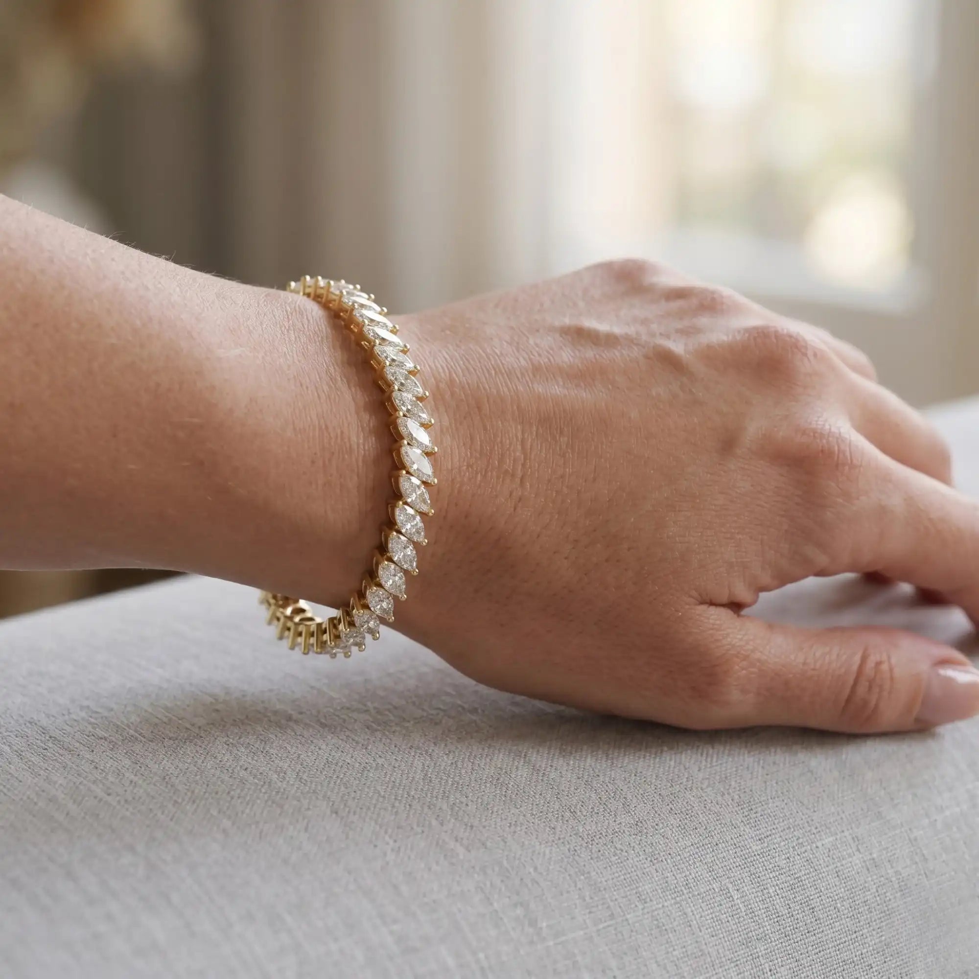 Marquise Cut Lab Grown Diamond Tennis Bracelet | Eiffel