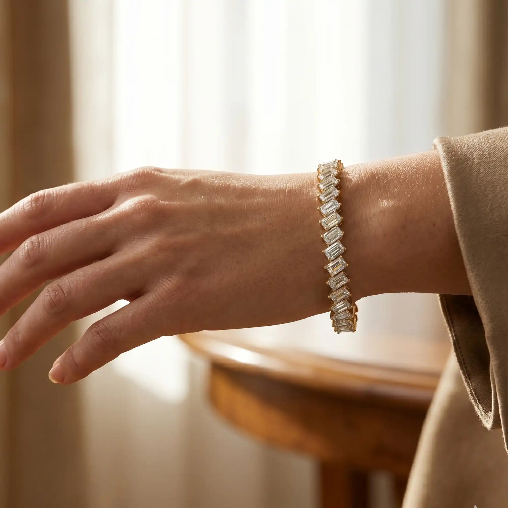 Emerald Cut Lab Grown Diamond Tennis Bracelet | Machu