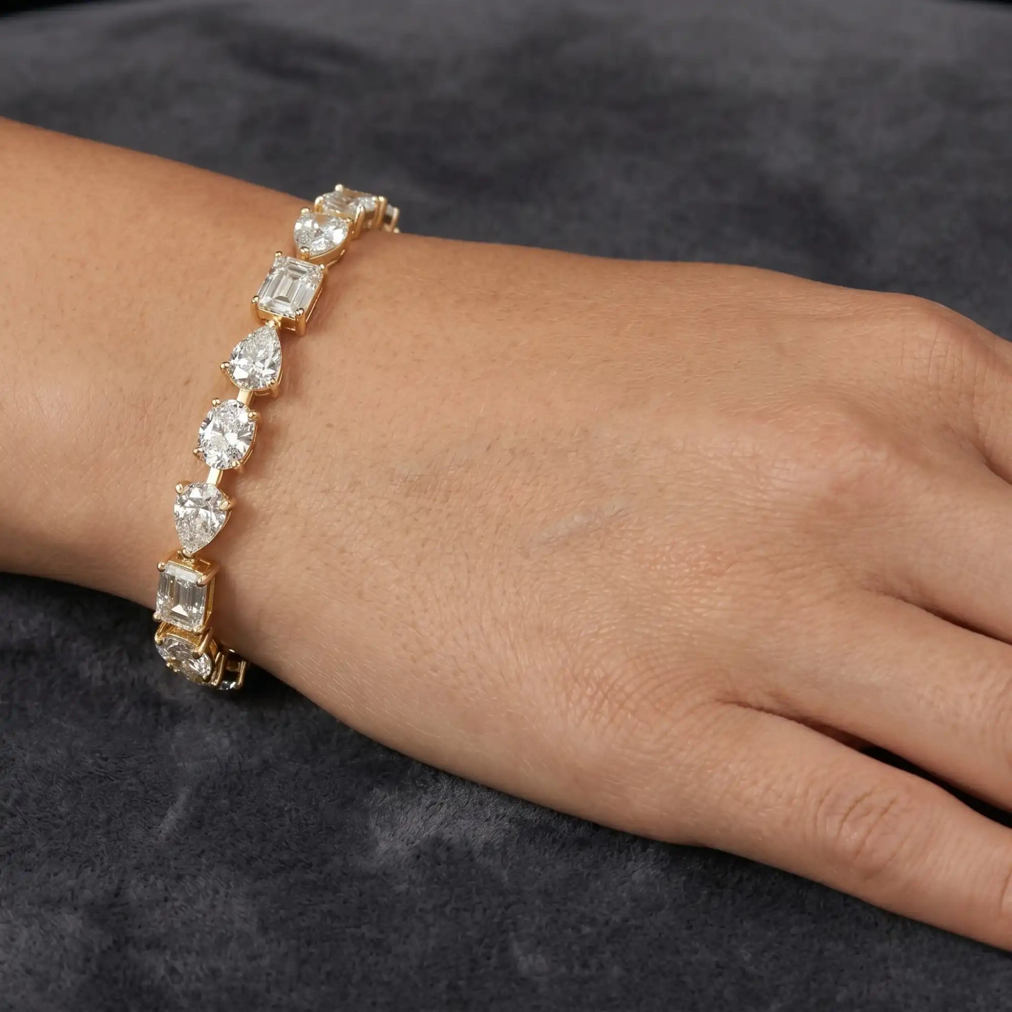Pear, Emerald & Oval Lab Grown Diamond Tennis Bracelet | Colosseum
