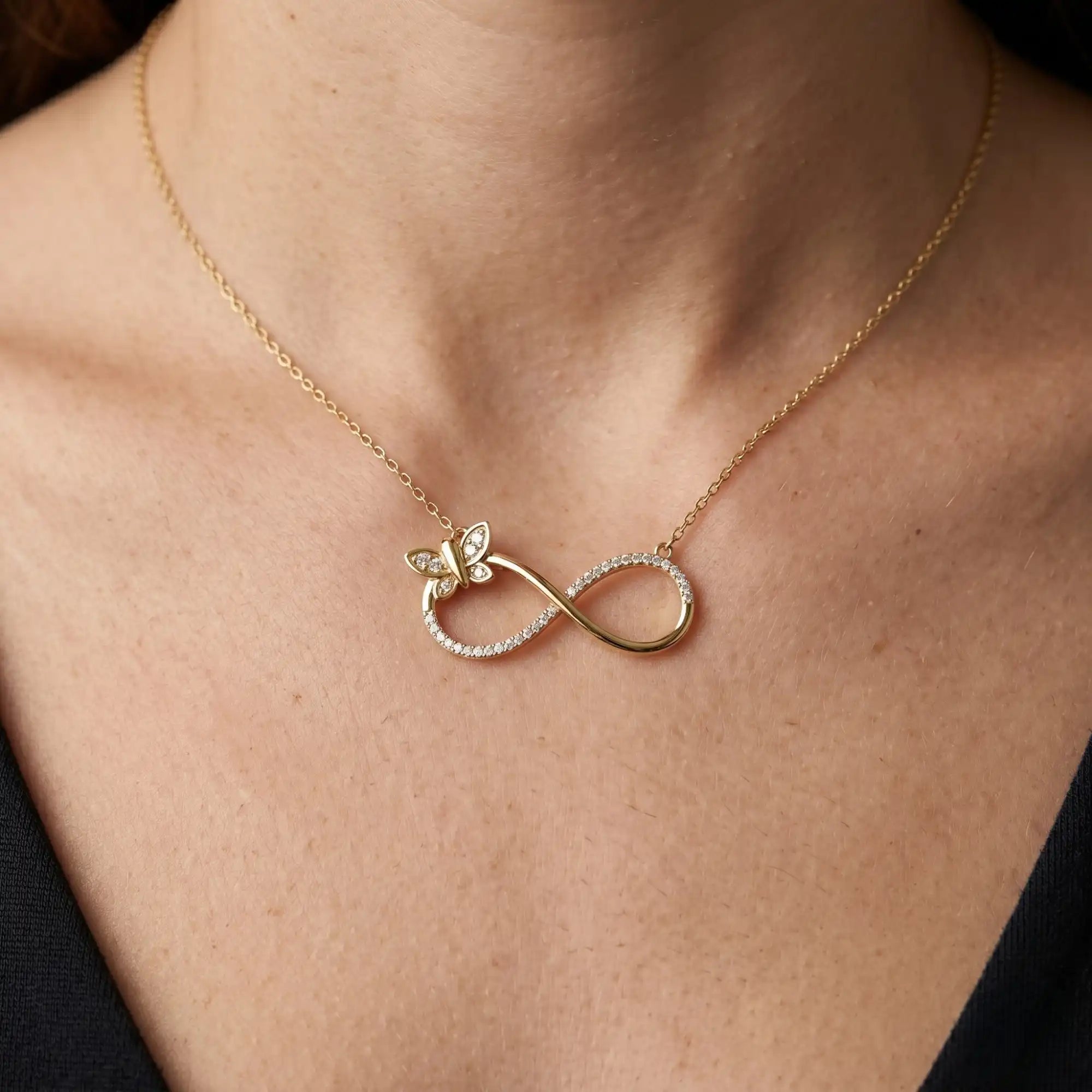 Butterfly & Infinity Lab Grown Diamond Necklace | An Eternal Bloom - Aeterna