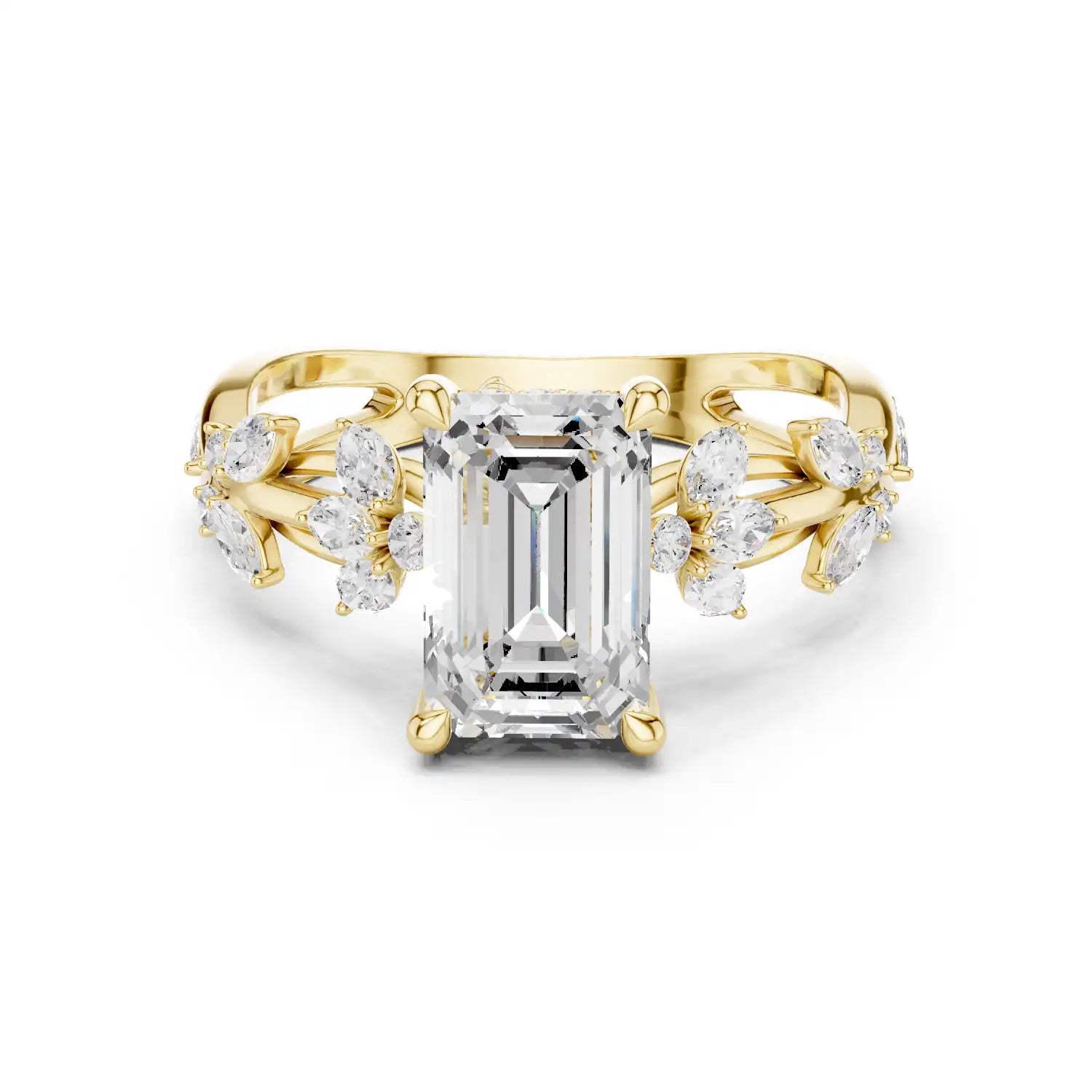 Nature Inspired Emerald Cut Diamond Engagement Ring | The Yukon Flow