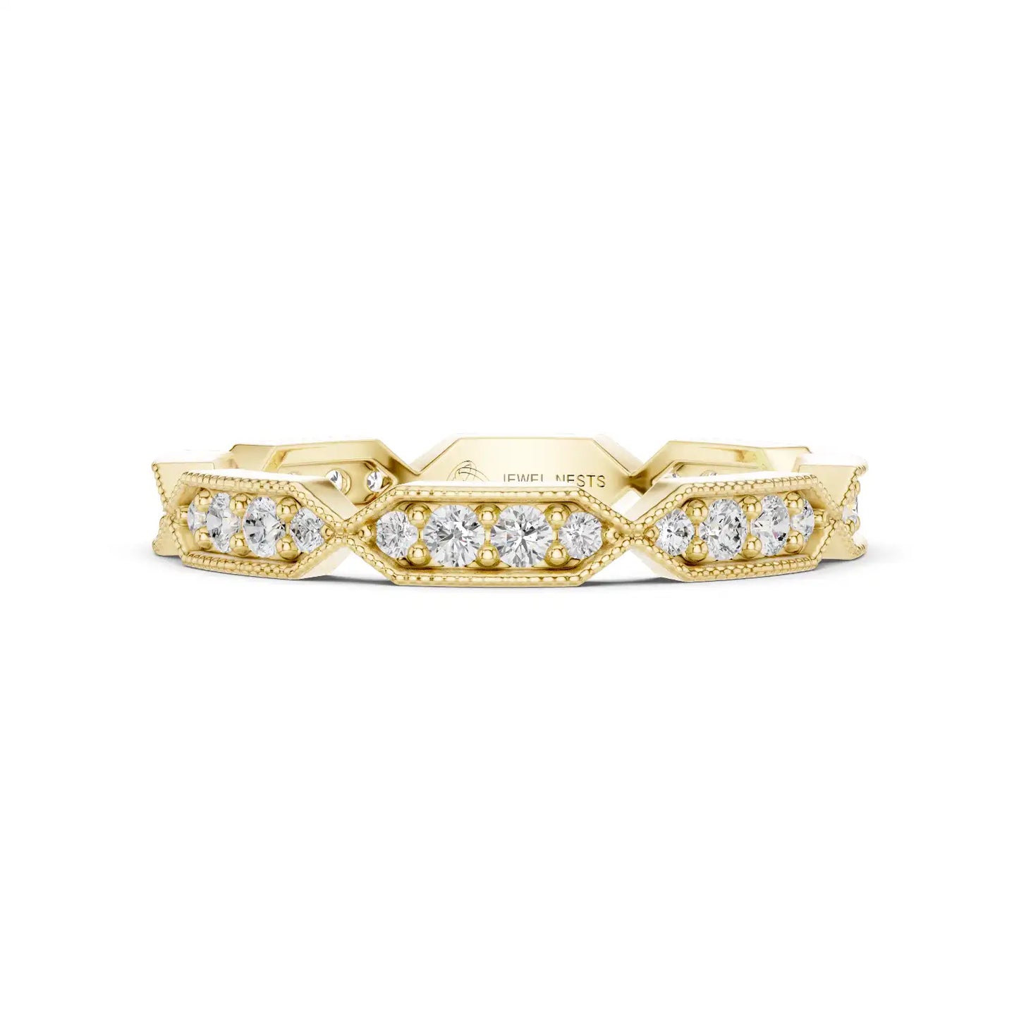 Round Diamond Milgrain Stackable Wedding Band | Novique