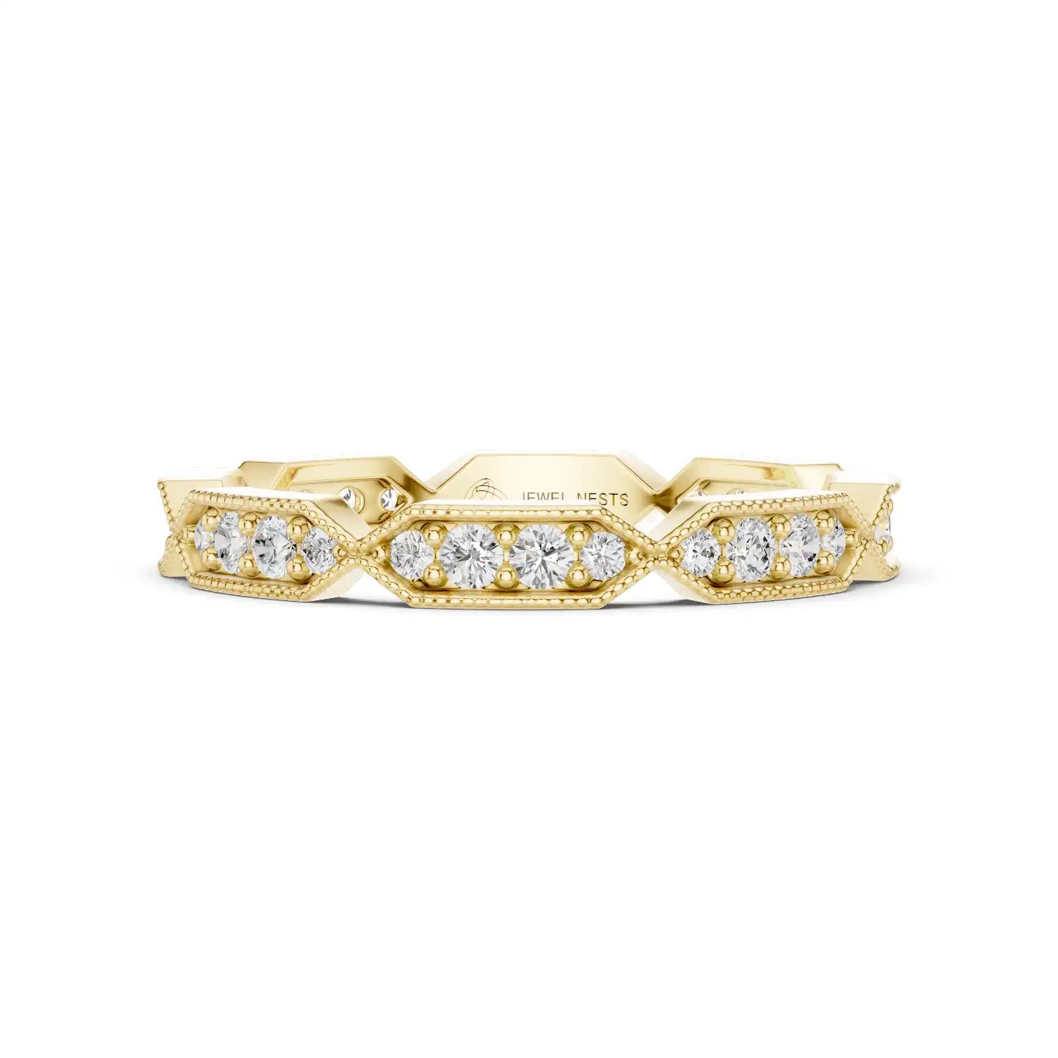 Round Diamond Milgrain Stackable Wedding Band