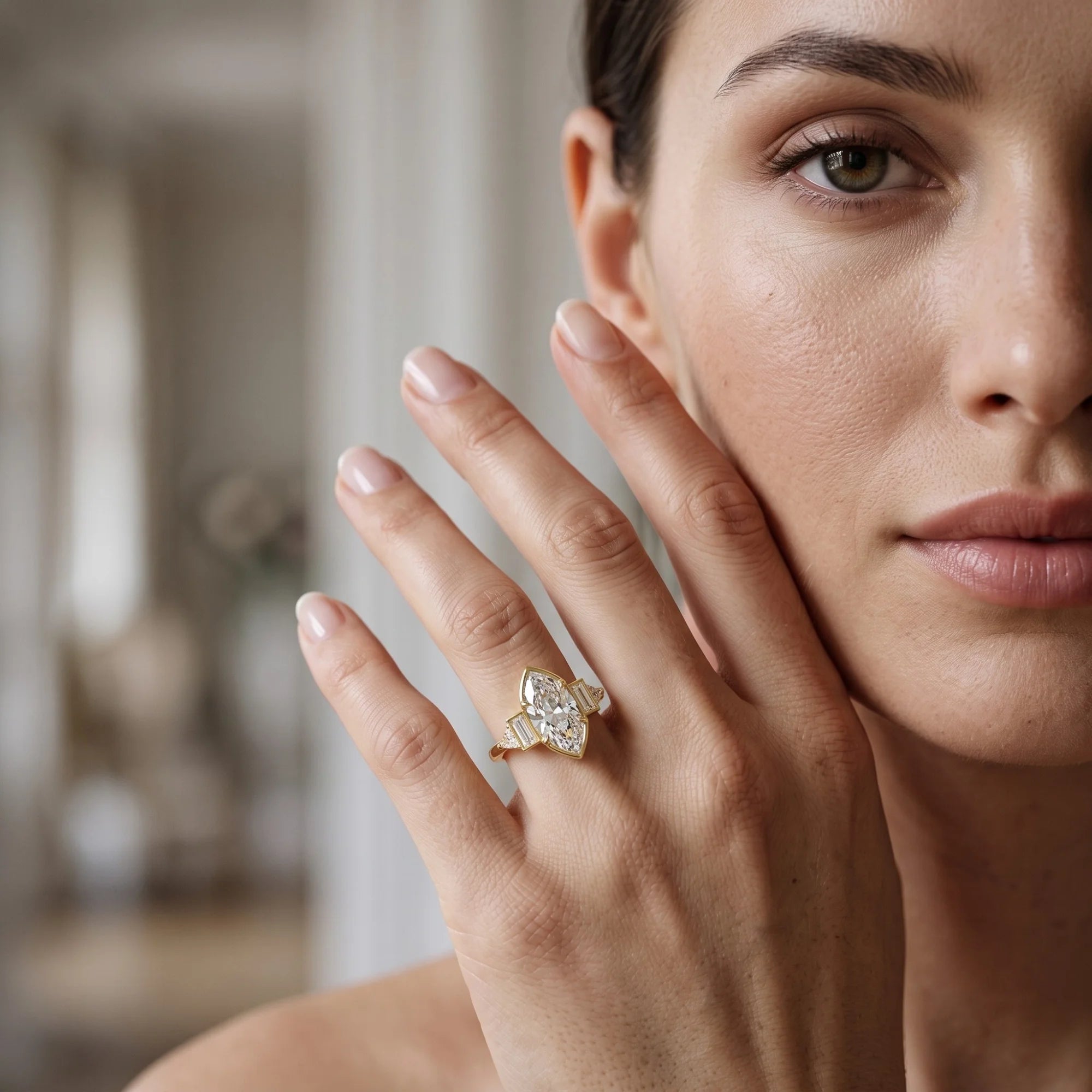Marquise Cut Lab Grown Diamond Engagement Ring | Maria Grandeur