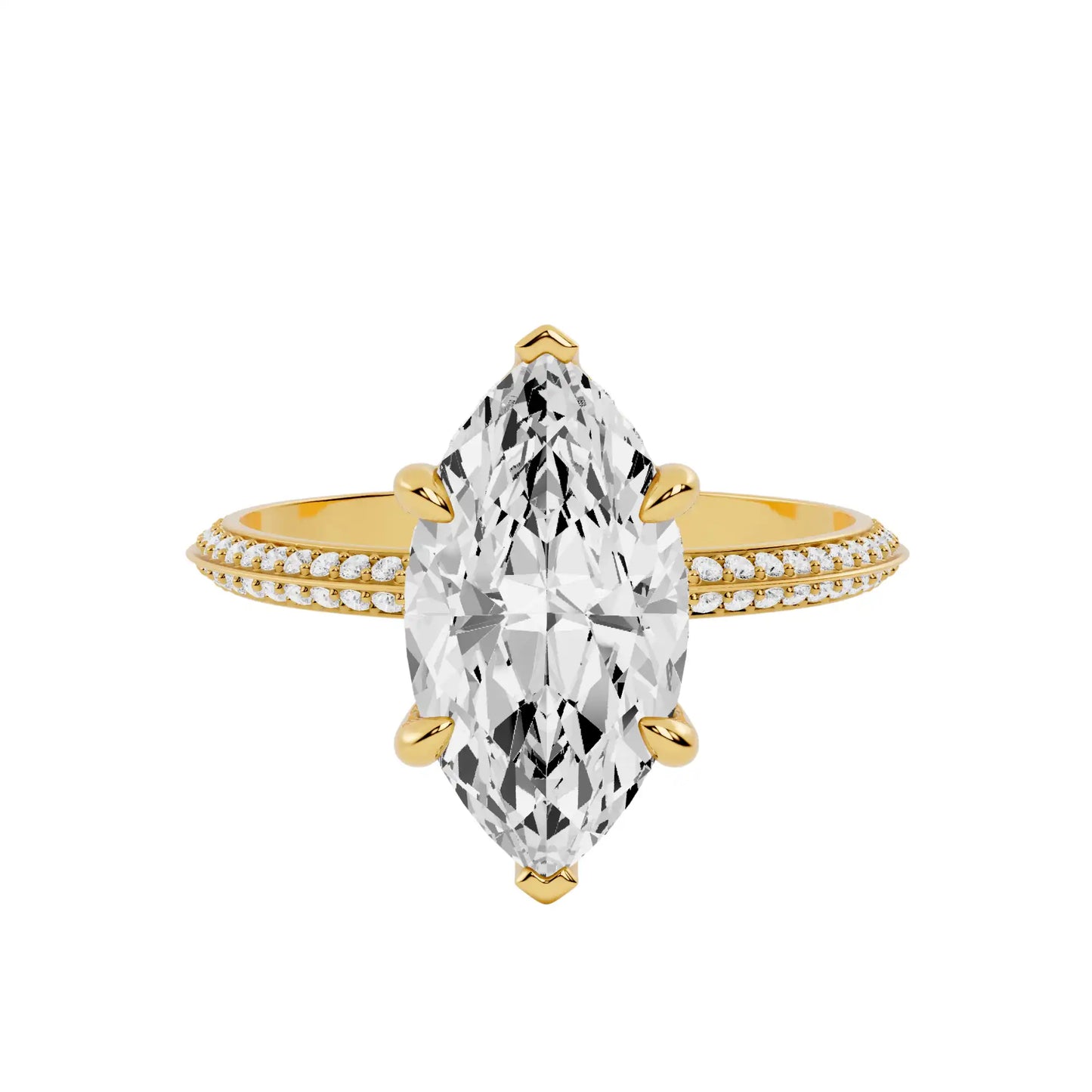 Hidden Halo Pavé Band Lab Grown Diamond Engagement Ring | Brescia Shine