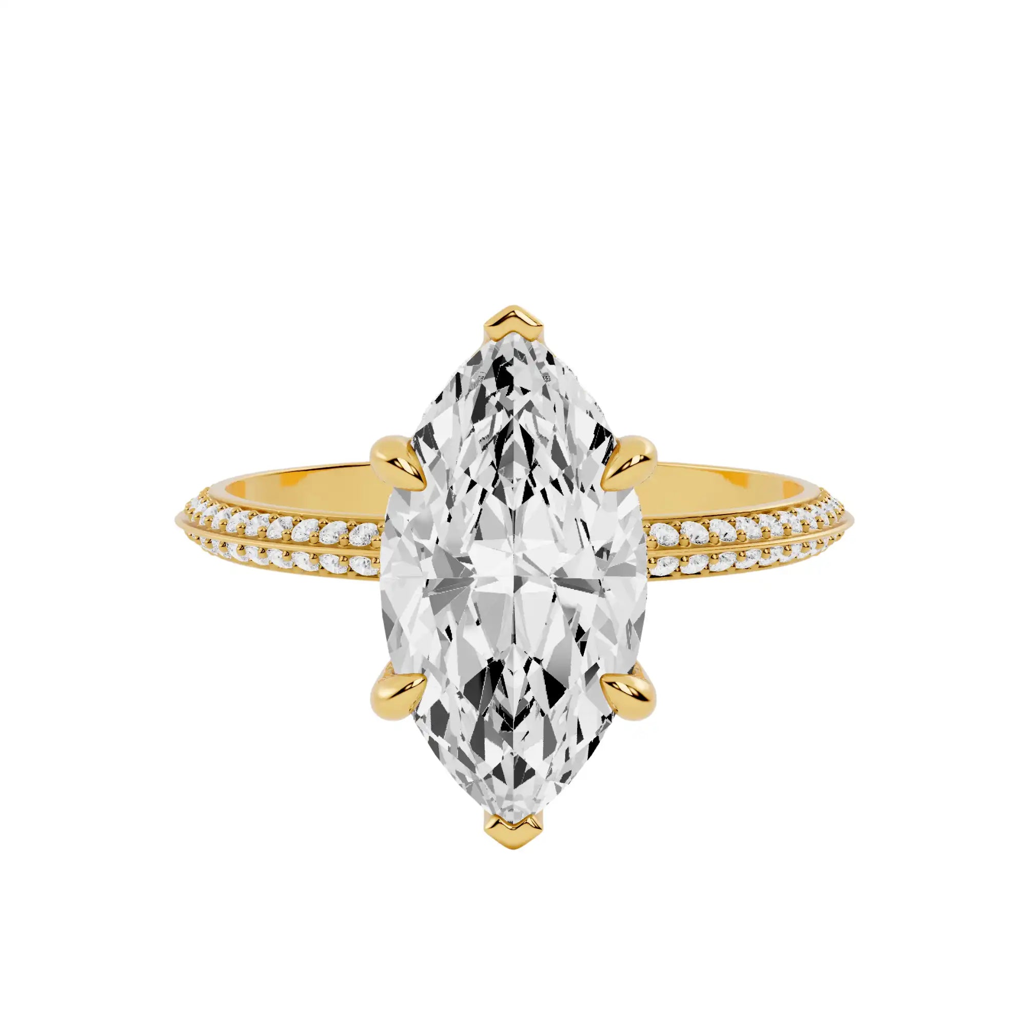Hidden Halo Pavé Band Lab Grown Diamond Engagement Ring | Brescia Shine