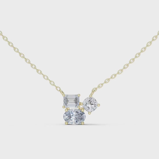 Three-Stone Mixed-Cut Lab Grown Diamond Necklace | Elodie