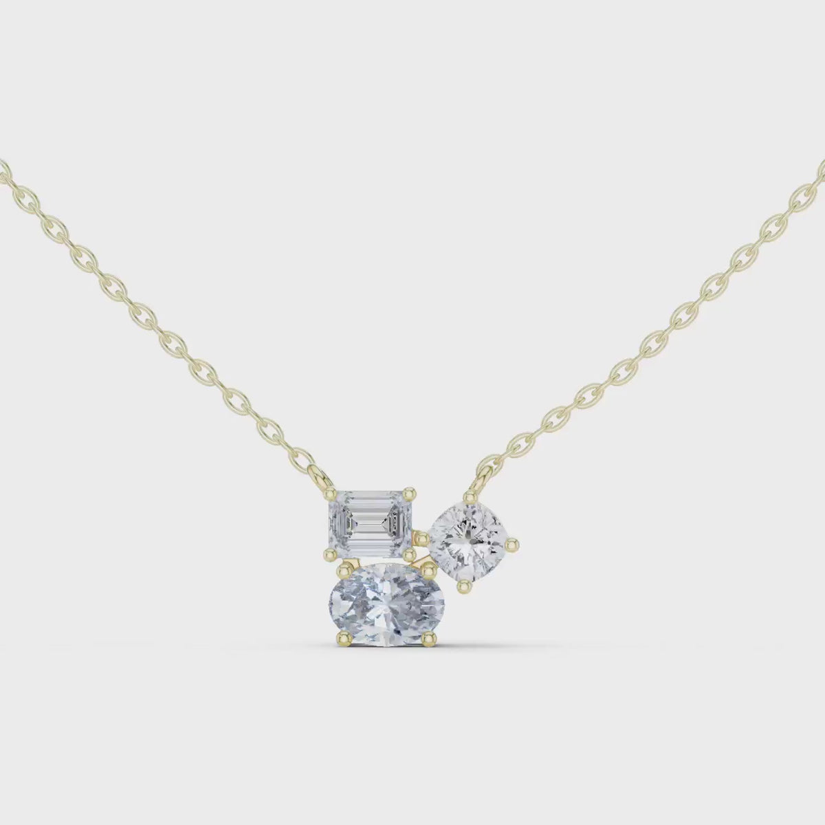 Three-Stone Mixed-Cut Lab Grown Diamond Necklace | Elodie