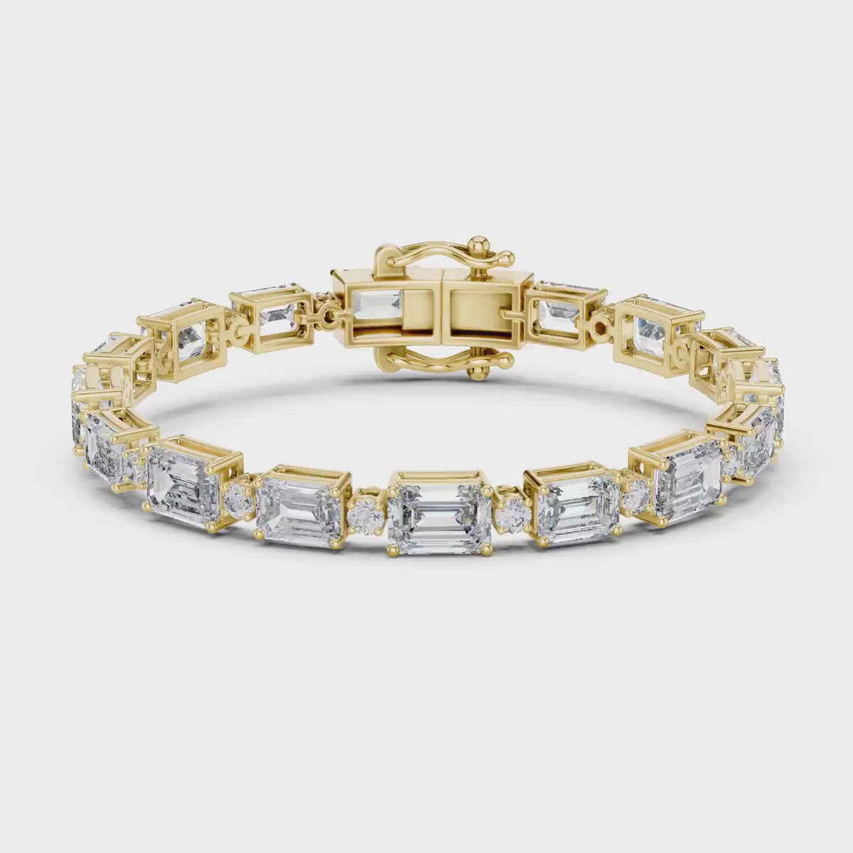 Emerald & Round Brilliant Lab Grown Diamond Tennis Bracelet | Taj