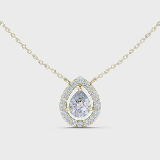 Pear Cut Lab Grown Diamond Halo Necklace | Vanya