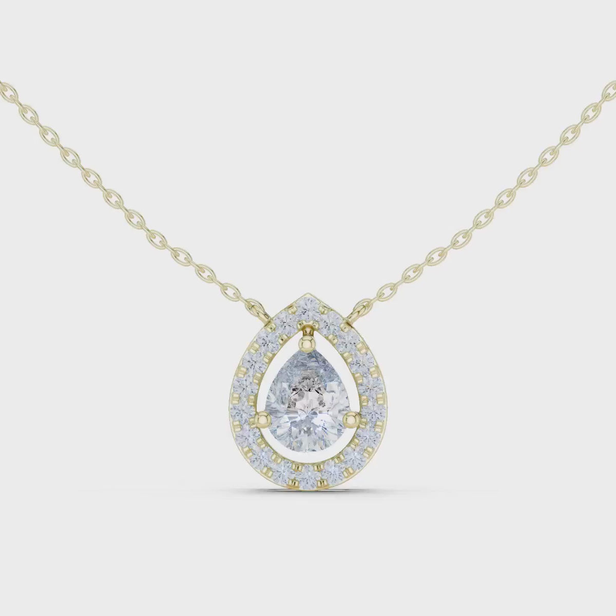 Pear Cut Lab Grown Diamond Halo Necklace | Vanya