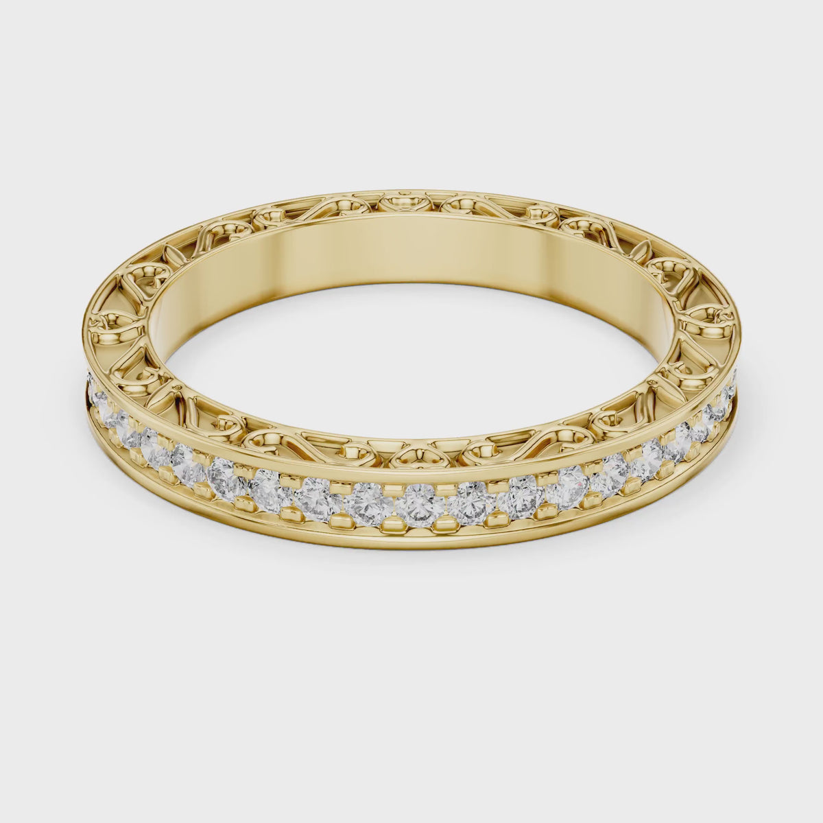 Modern Unisex Lab Grown Diamond Eternity Ring - Side Carved Design | Trayi