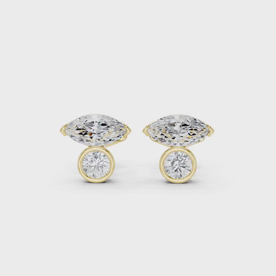 Lab Grown Diamond Earrings - Marquise & Round Brilliant Design | Hiwotia