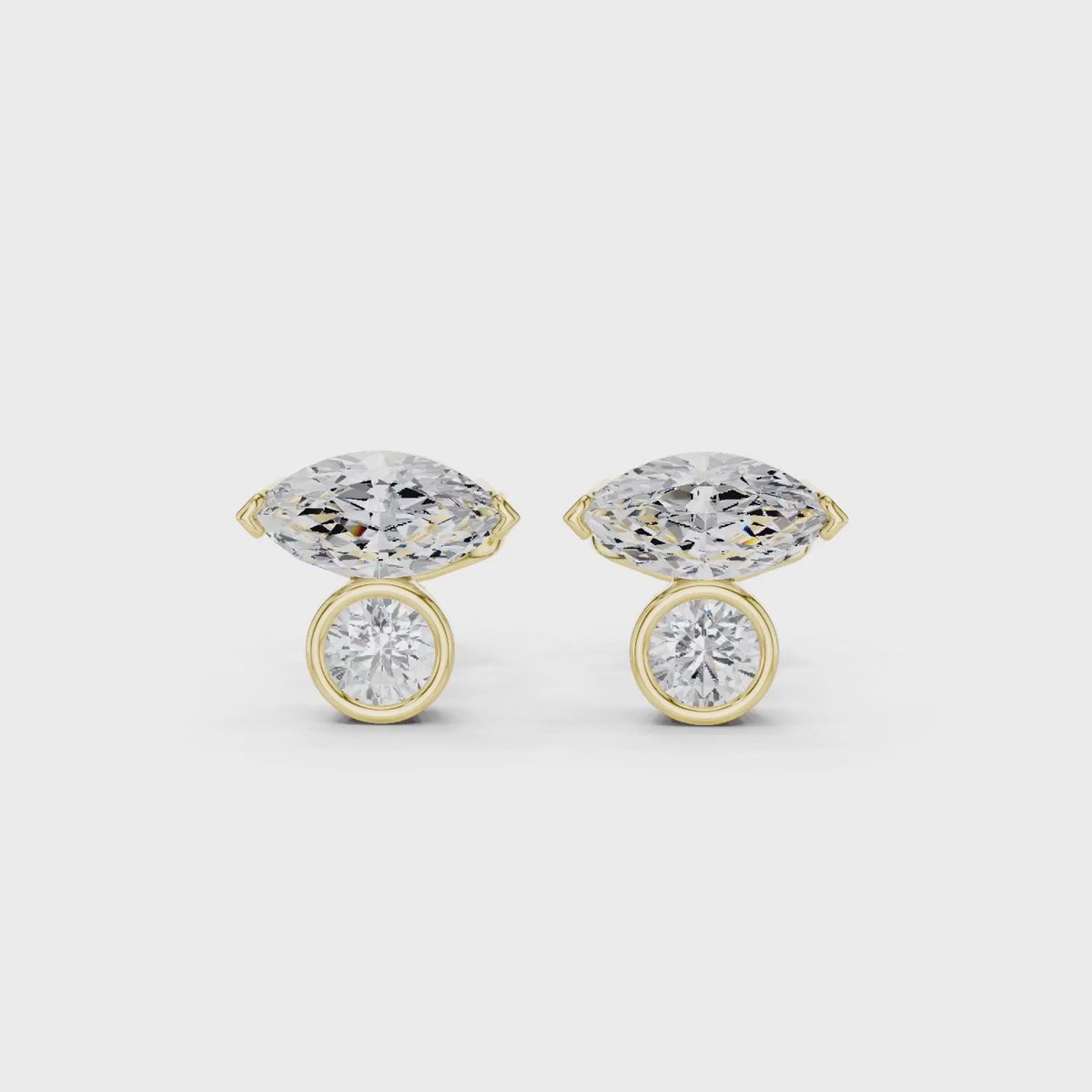 Lab Grown Diamond Earrings - Marquise & Round Brilliant Design | Hiwotia