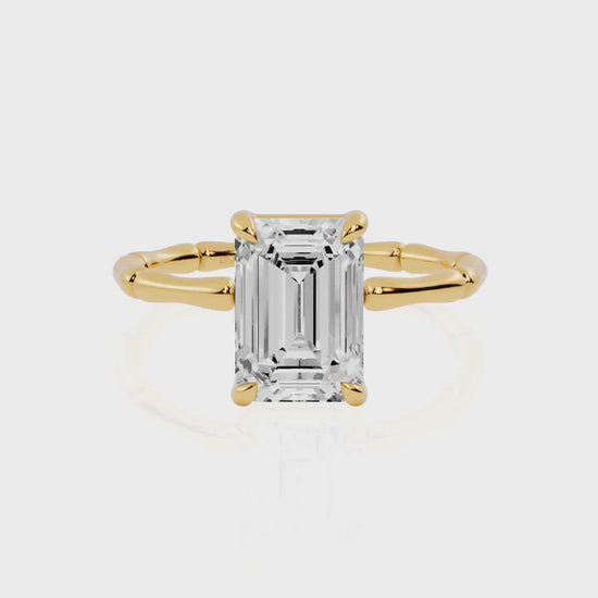 Bamboo Band Lab Grown Diamond Solitaire Engagement Ring | Urban Pearl