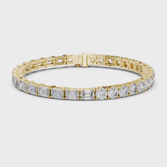 Round & Emerald Cut Lab Grown Diamond Tennis Bracelet | Louvre