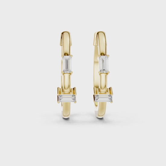 Lab Grown Diamond Hoop Earrings - Baguette | Isolde