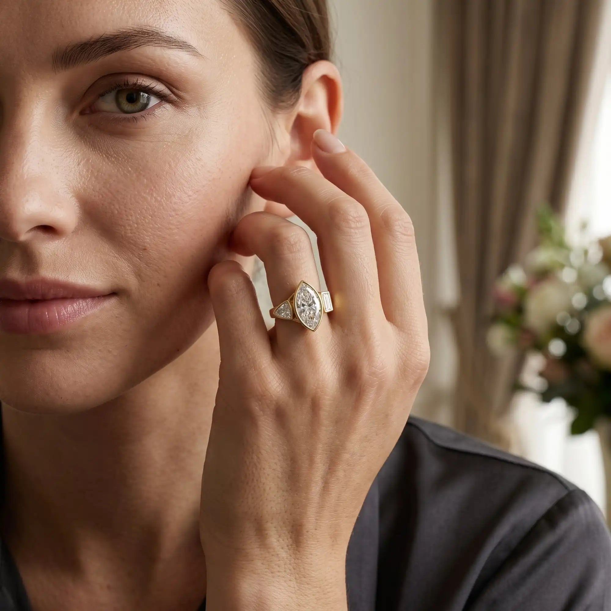 Marquise Cut Lab Grown Diamond Engagement Ring | Anne Heritage