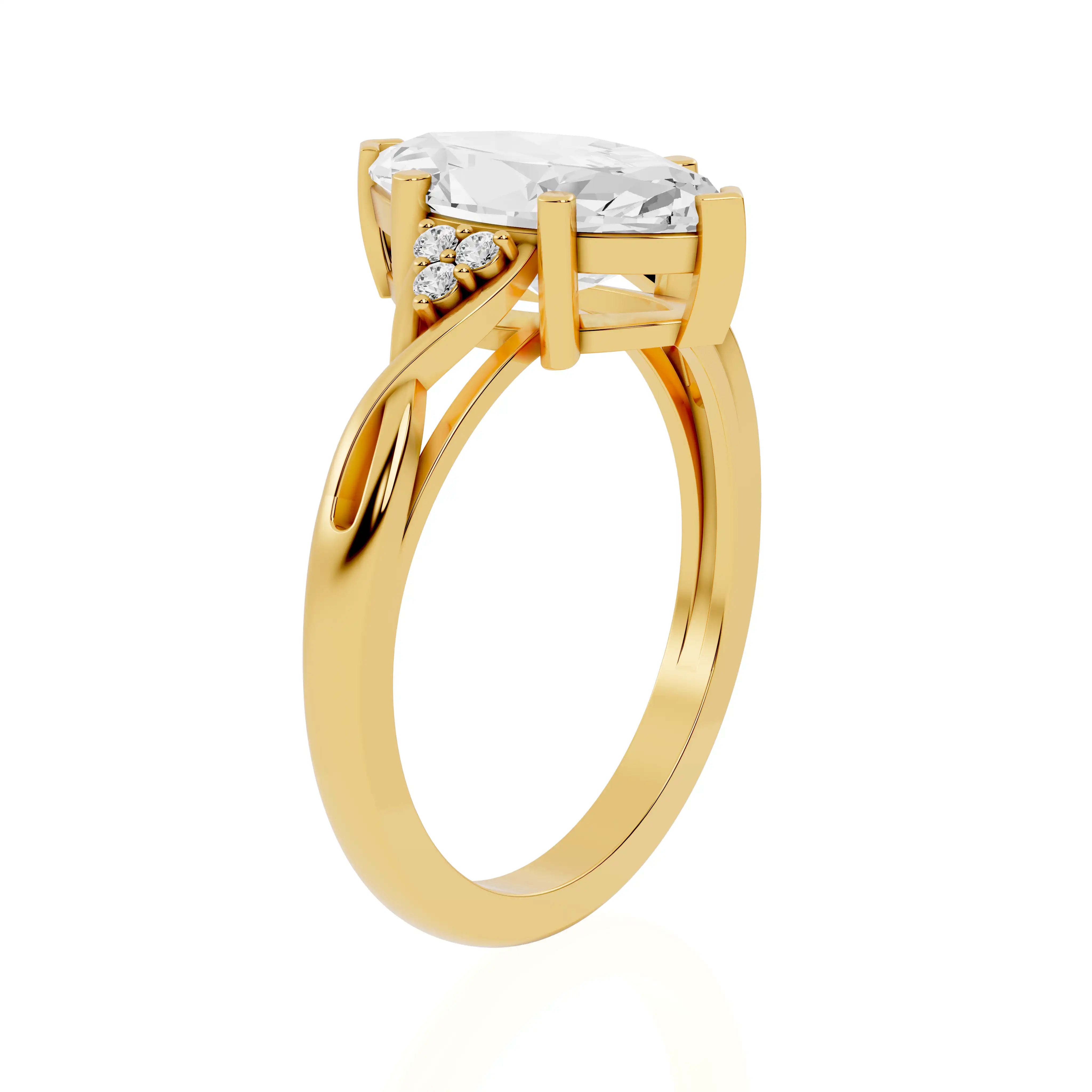 Twisted Bypass Marquise Lab Grown Diamond Engagement Ring | Houston Glow