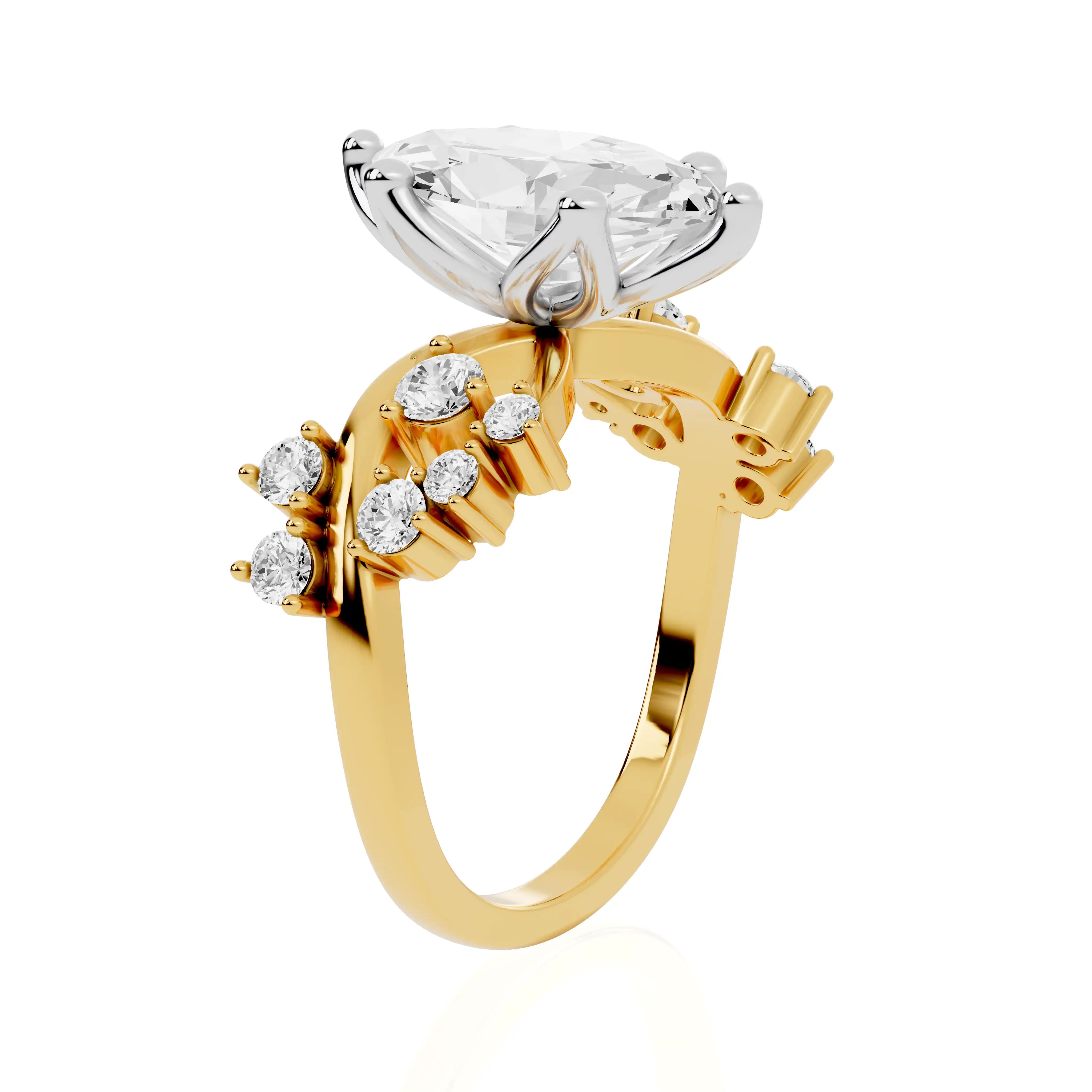 Marquise Cut Diamond Nature Inspired Engagement Ring | Ganga Flow