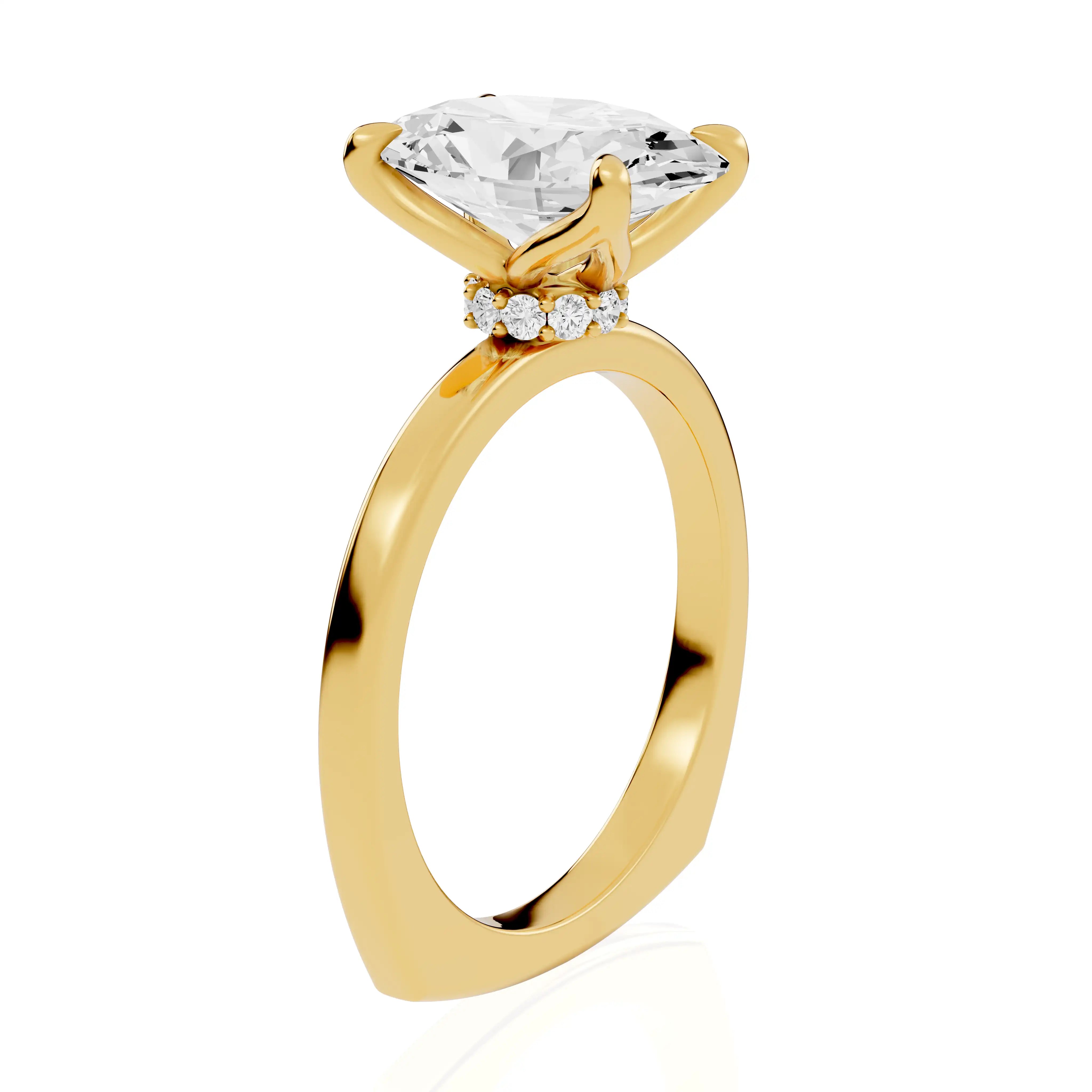 Euro-Shank Lab Grown Diamond Engagement Ring with Lower Hidden Halo | Barcelona Luxe
