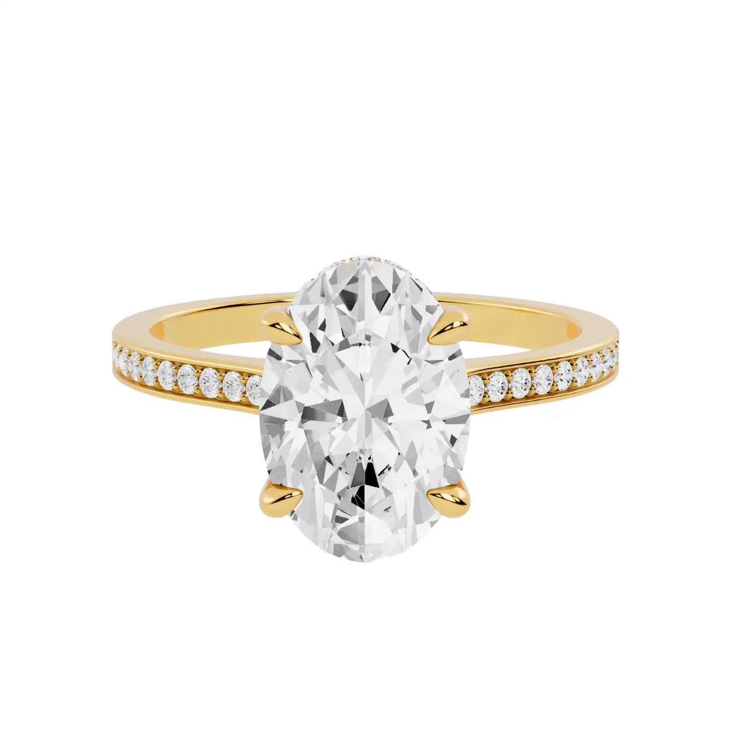 Cathedral Channel-Set Pavé Hidden Halo Engagement Ring | Nimes Lumina