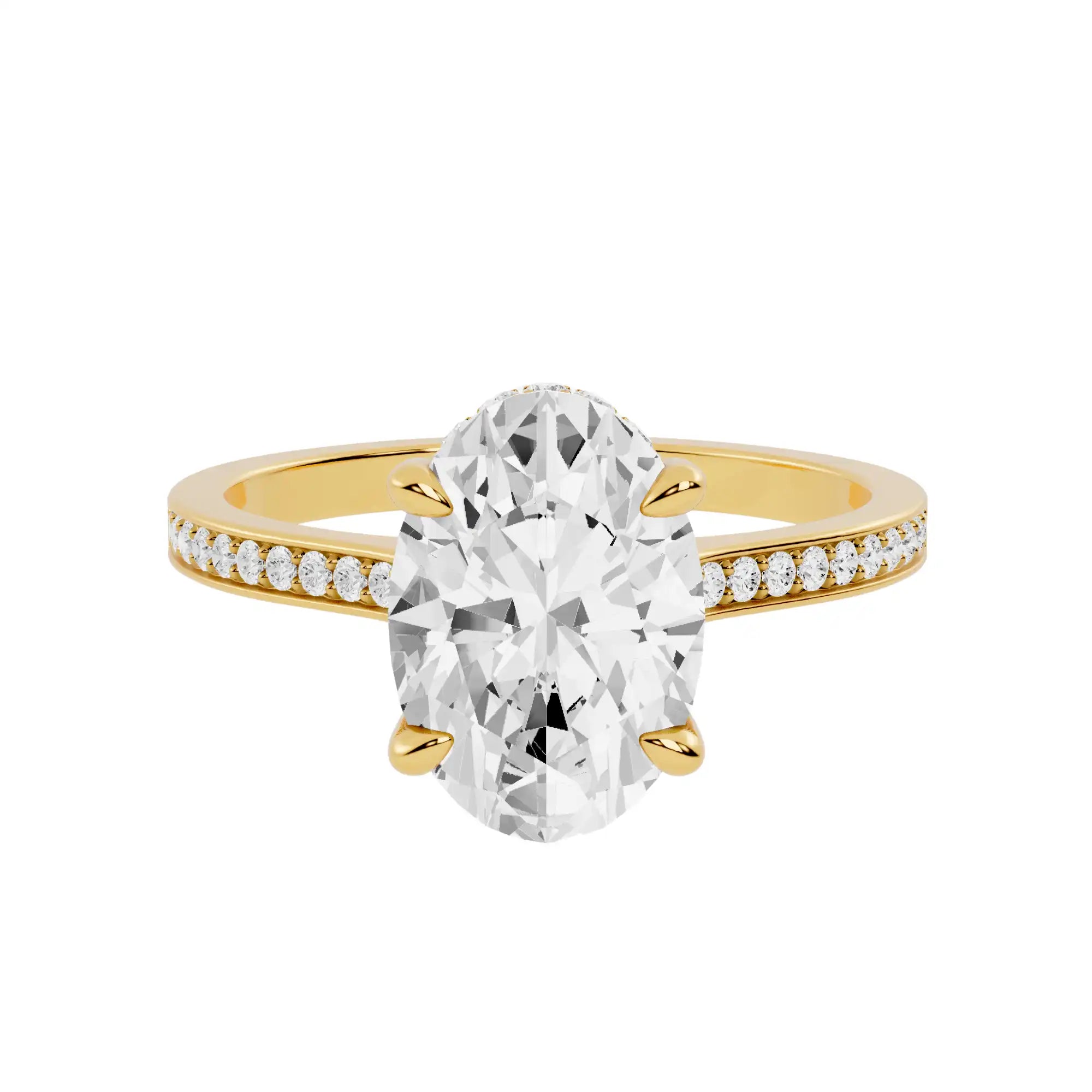 Cathedral Channel-Set Pavé Hidden Halo Engagement Ring | Nimes Lumina