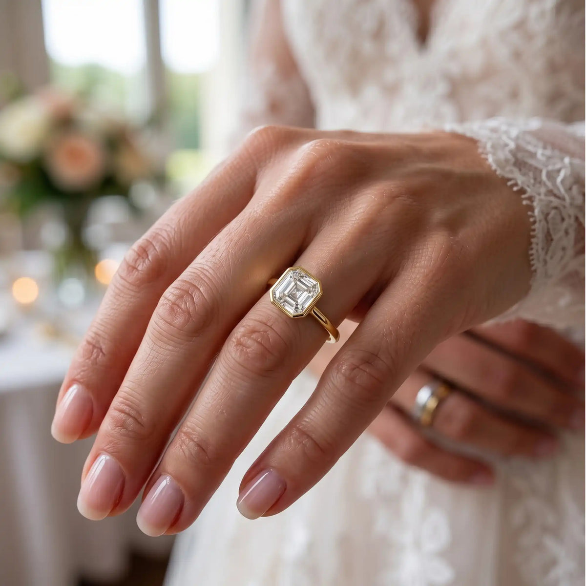 Bezel Asscher Cut Diamond Engagement Ring | Sierra Peak