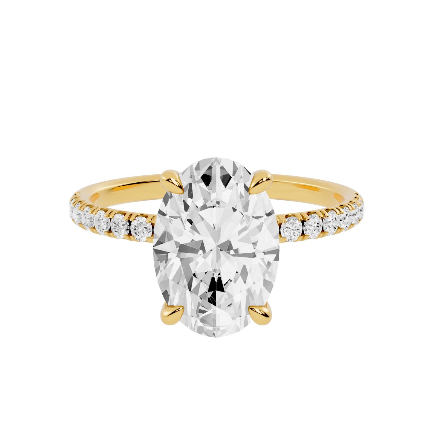 Hidden Halo Pavé Band Lab Grown Diamond Engagement Ring | Helsinki Enigma