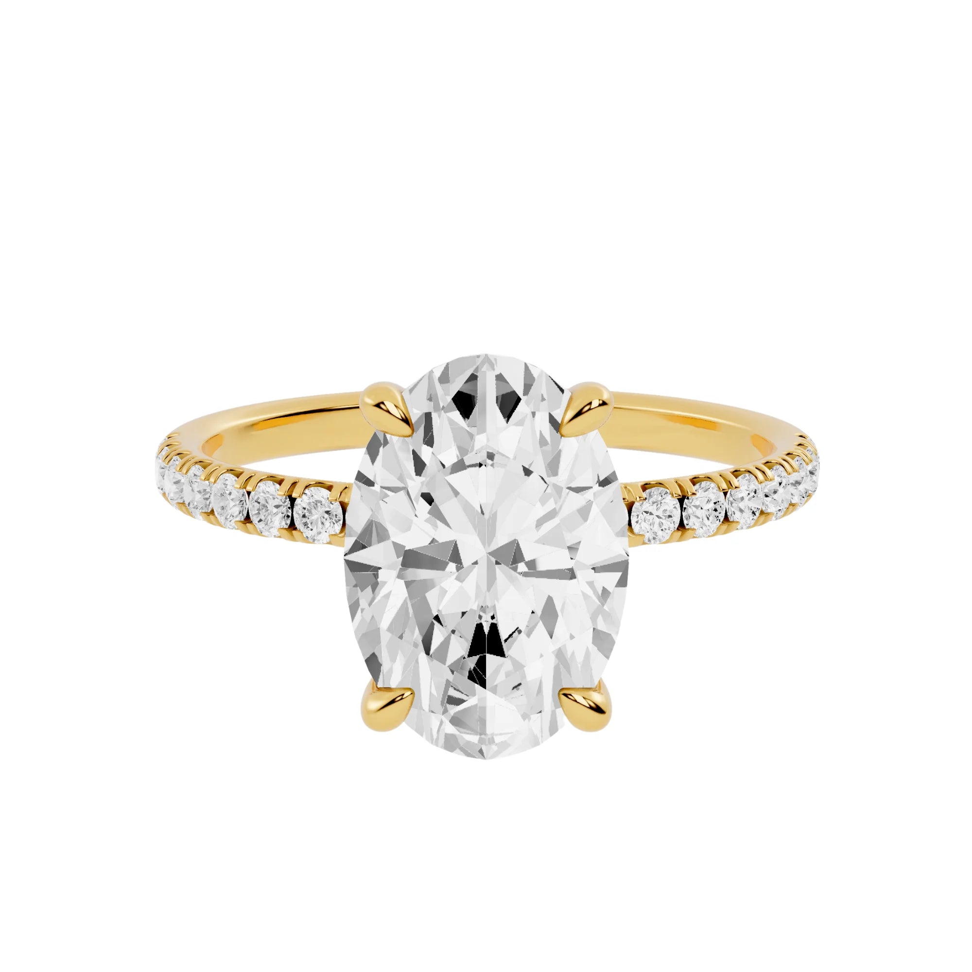 Hidden Halo Pavé Band Lab Grown Diamond Engagement Ring | Helsinki Enigma