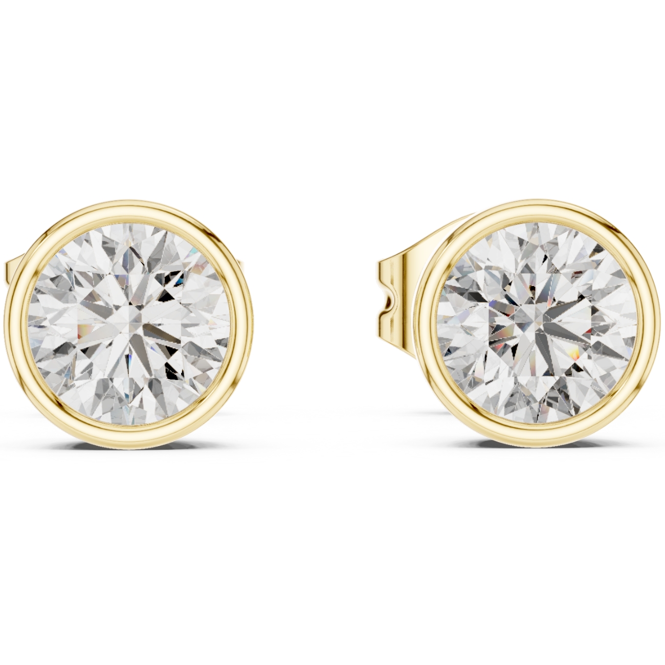 Bezel Round Dimond Earrings